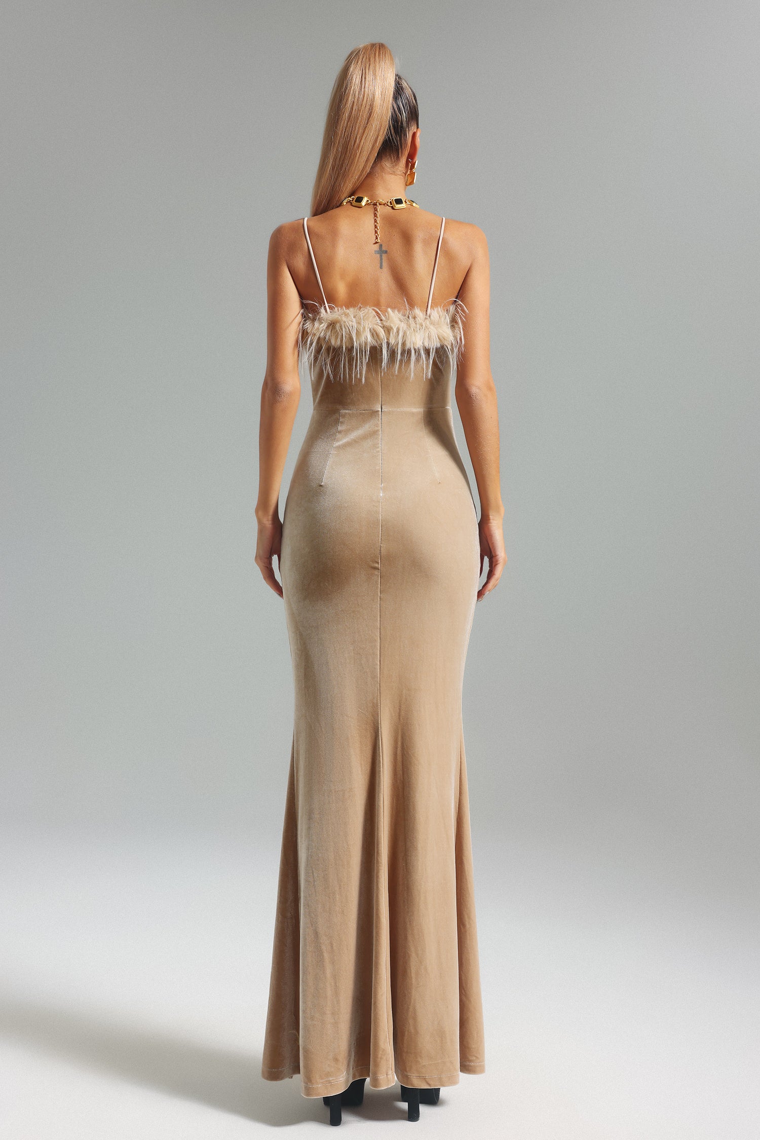 Nastya Feather Velvet Dress