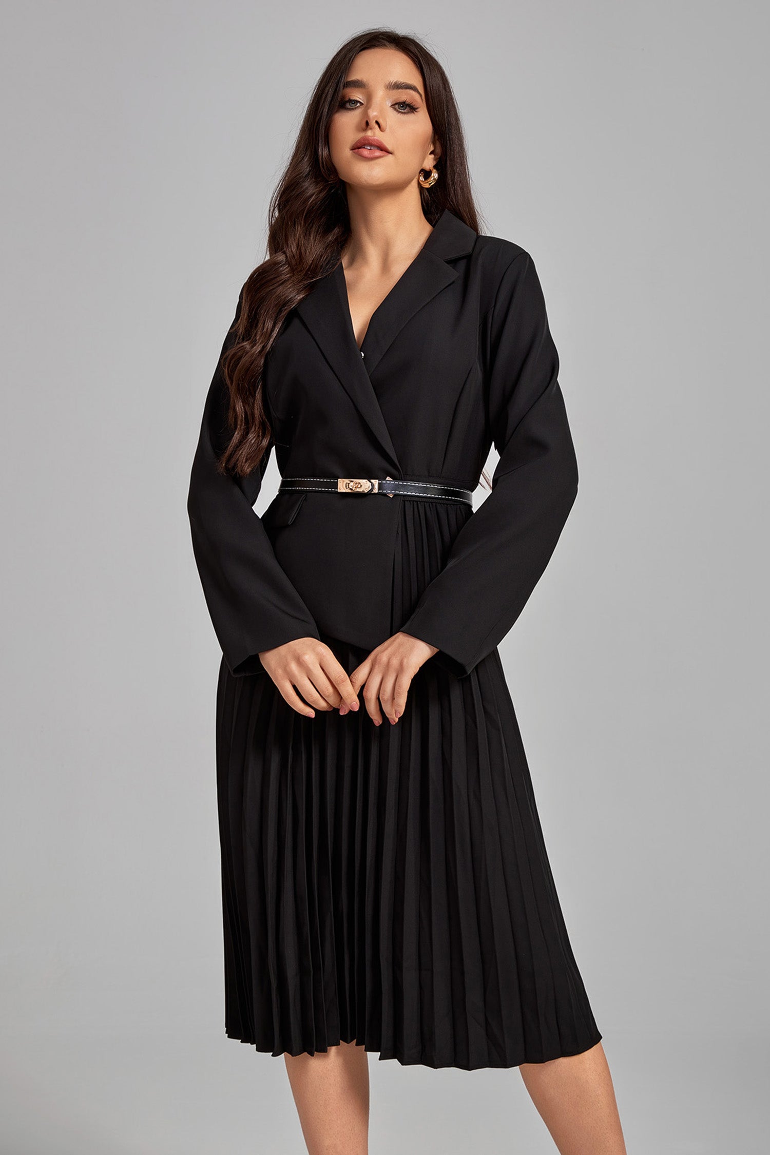 Natalie Pleated Blazer Midi Dress