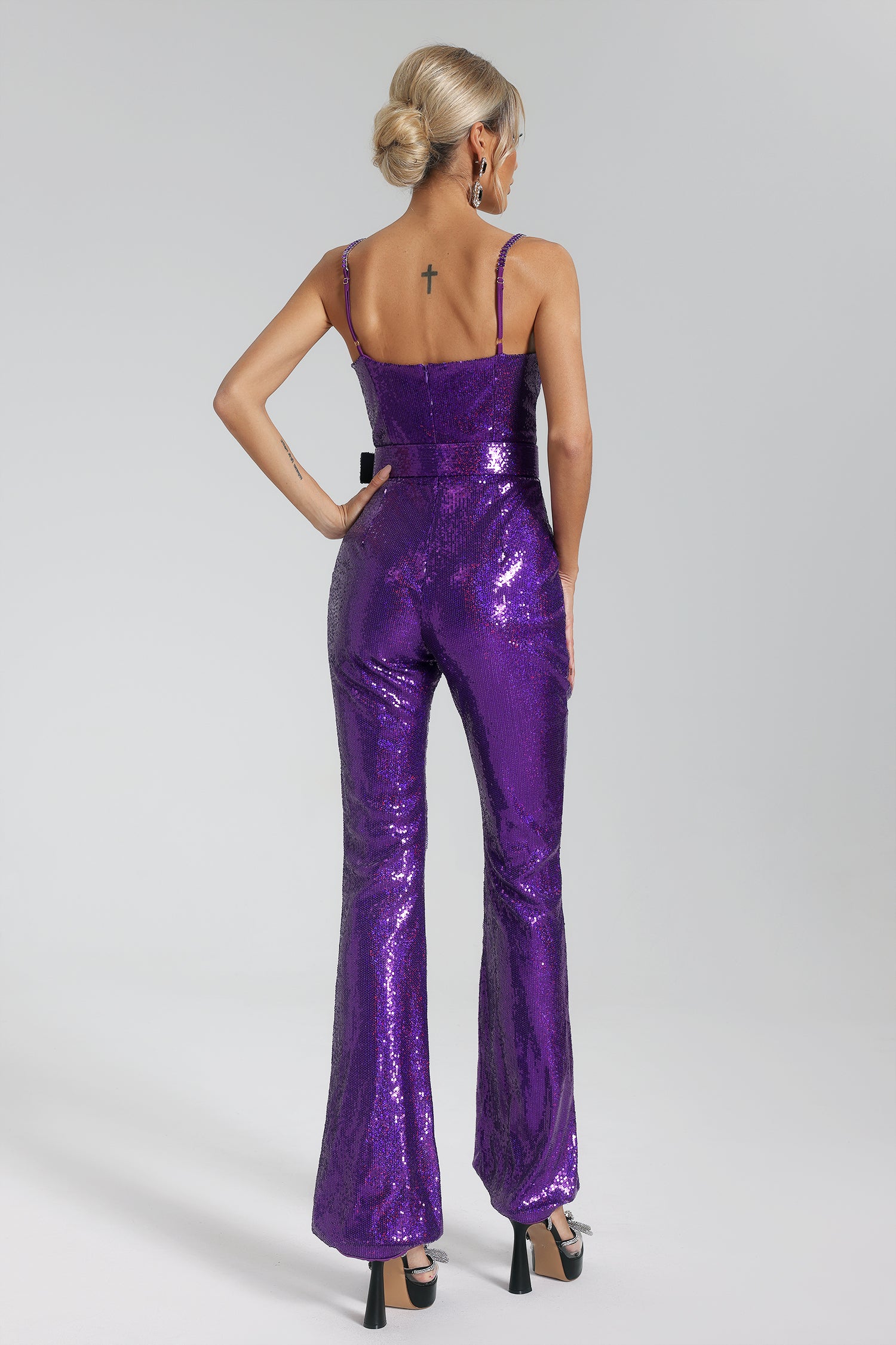 Natalie Sequin Jumpsuit-Purple