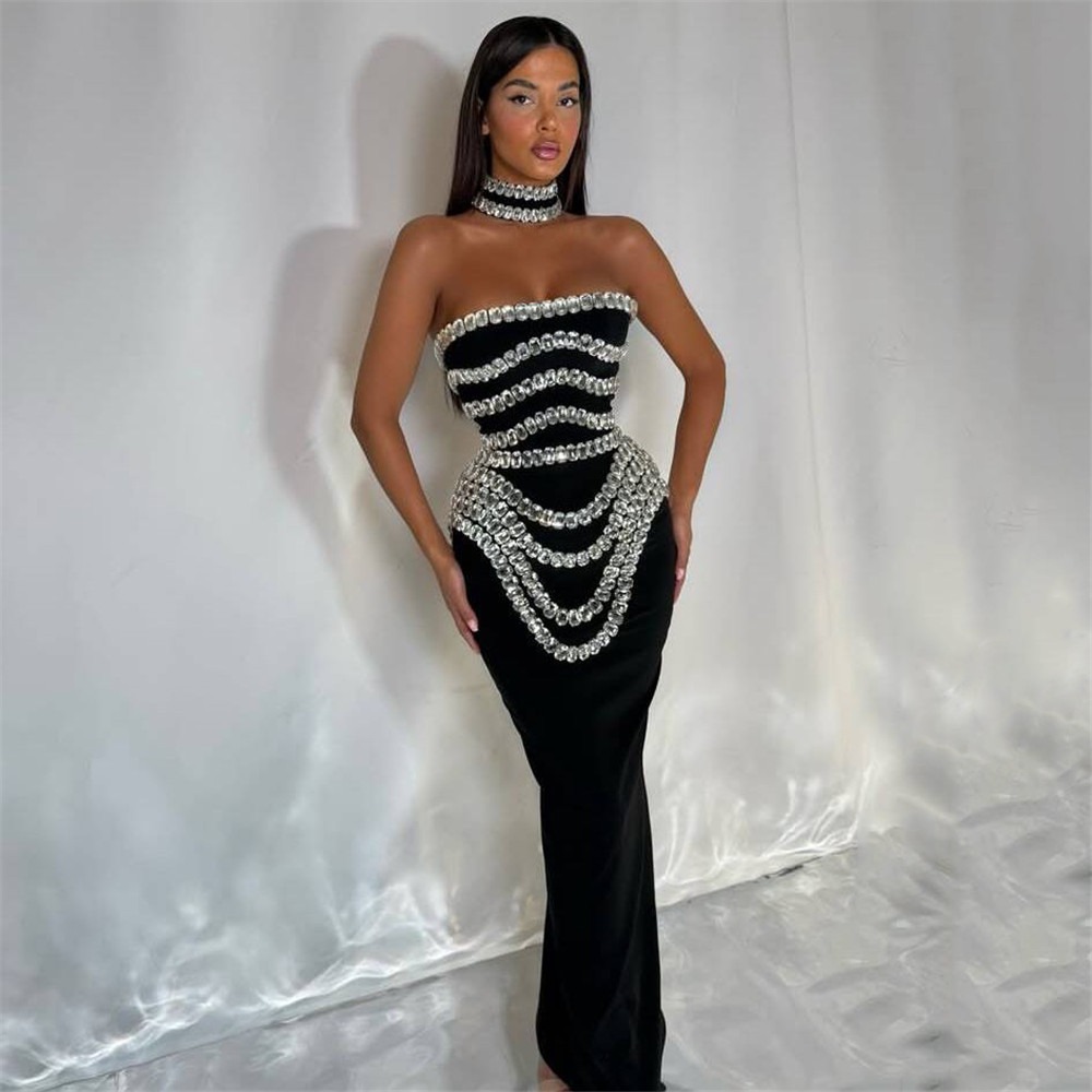 Wanda Sleeveless Diamond Bandage Maxi Dress