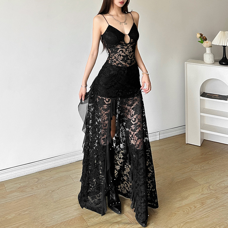 Eigra Sleeveless Lace Hollow Maxi Dress