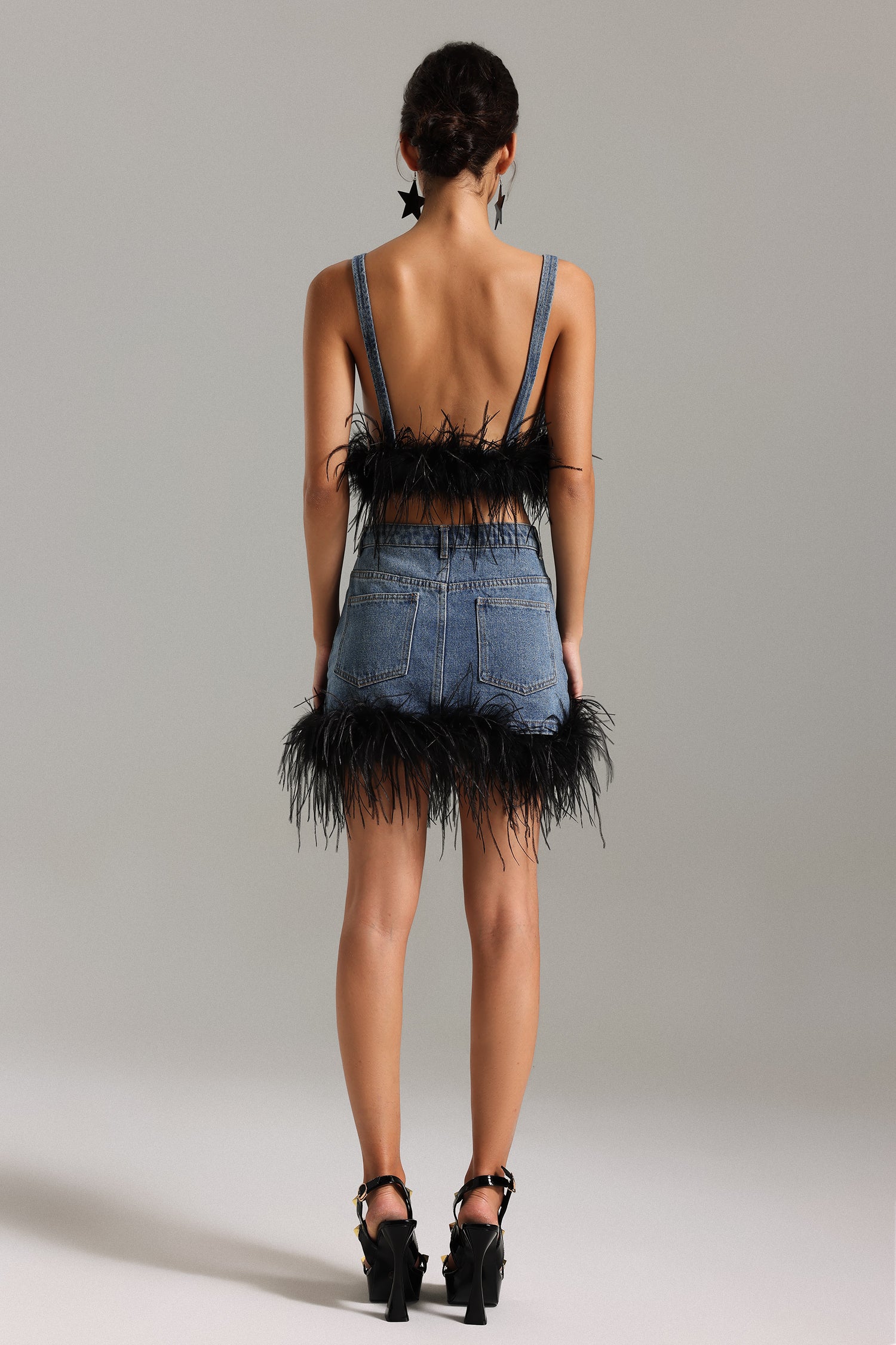 Oliay Feather Denim Set