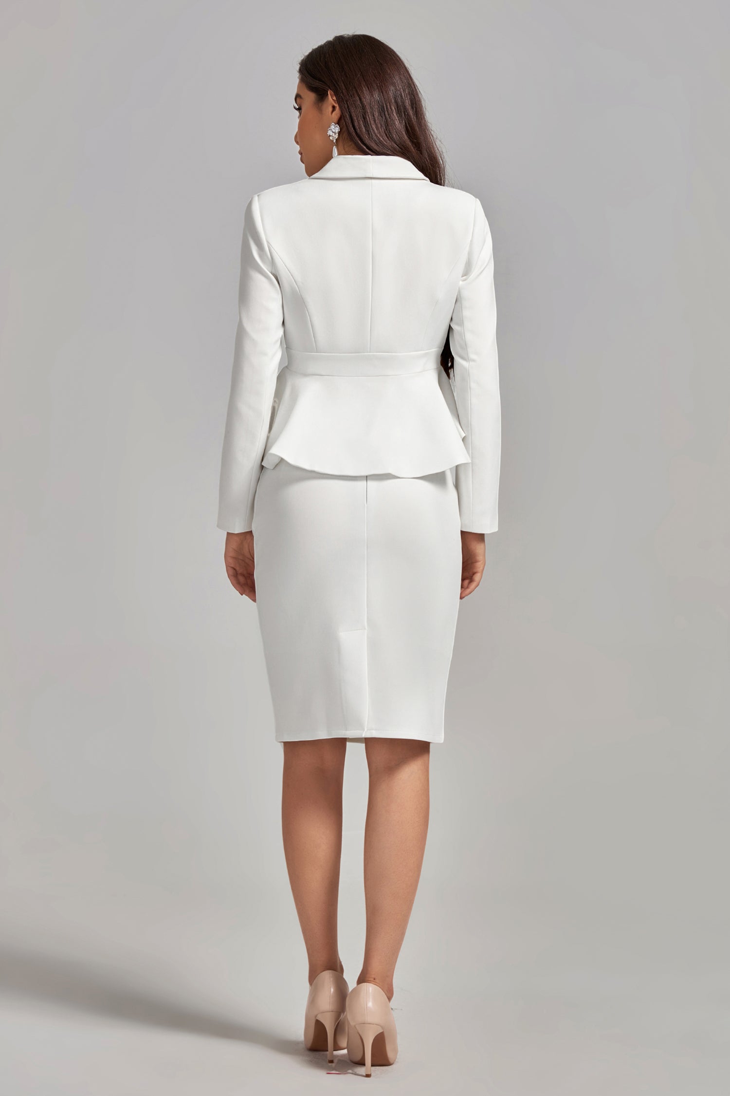 Olivia Ruffled Design Blazer Skirt Set