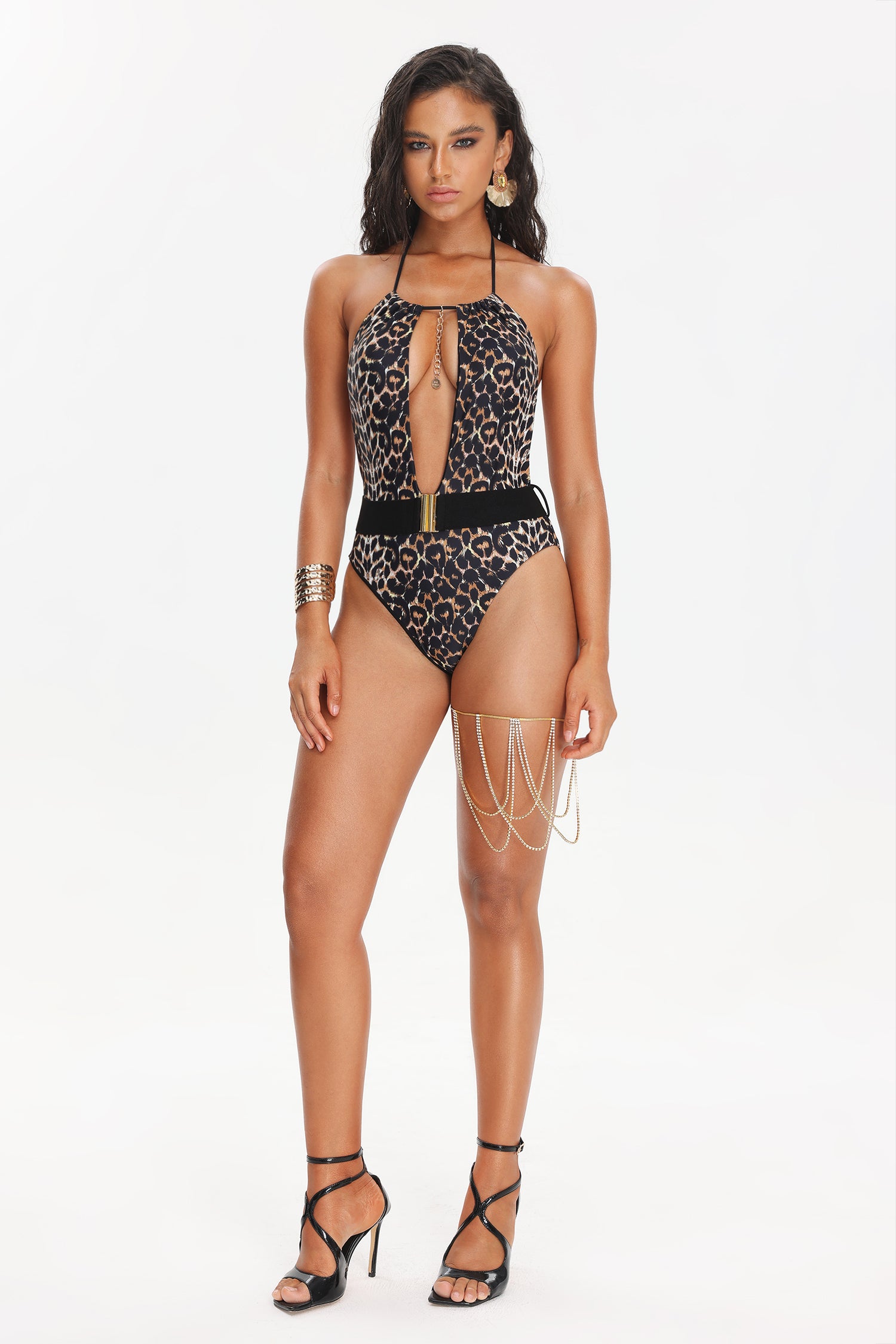 Orli Leopard Print Belt Swimsuit