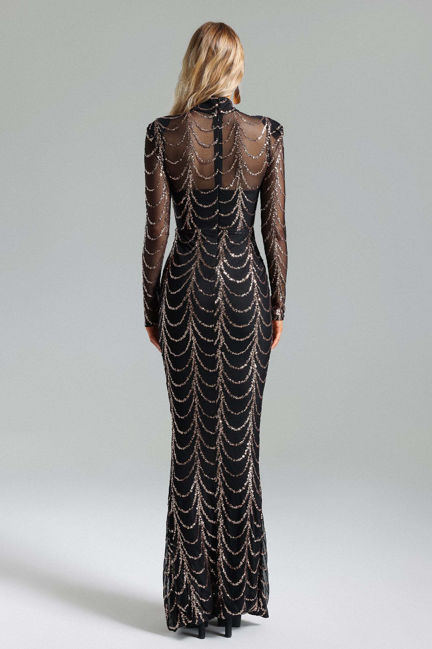 Palez Sequins Mesh Maxi Dress