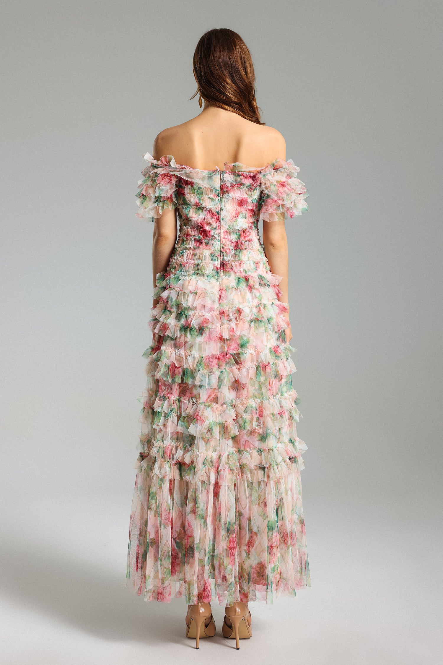floral off shoulder outfit