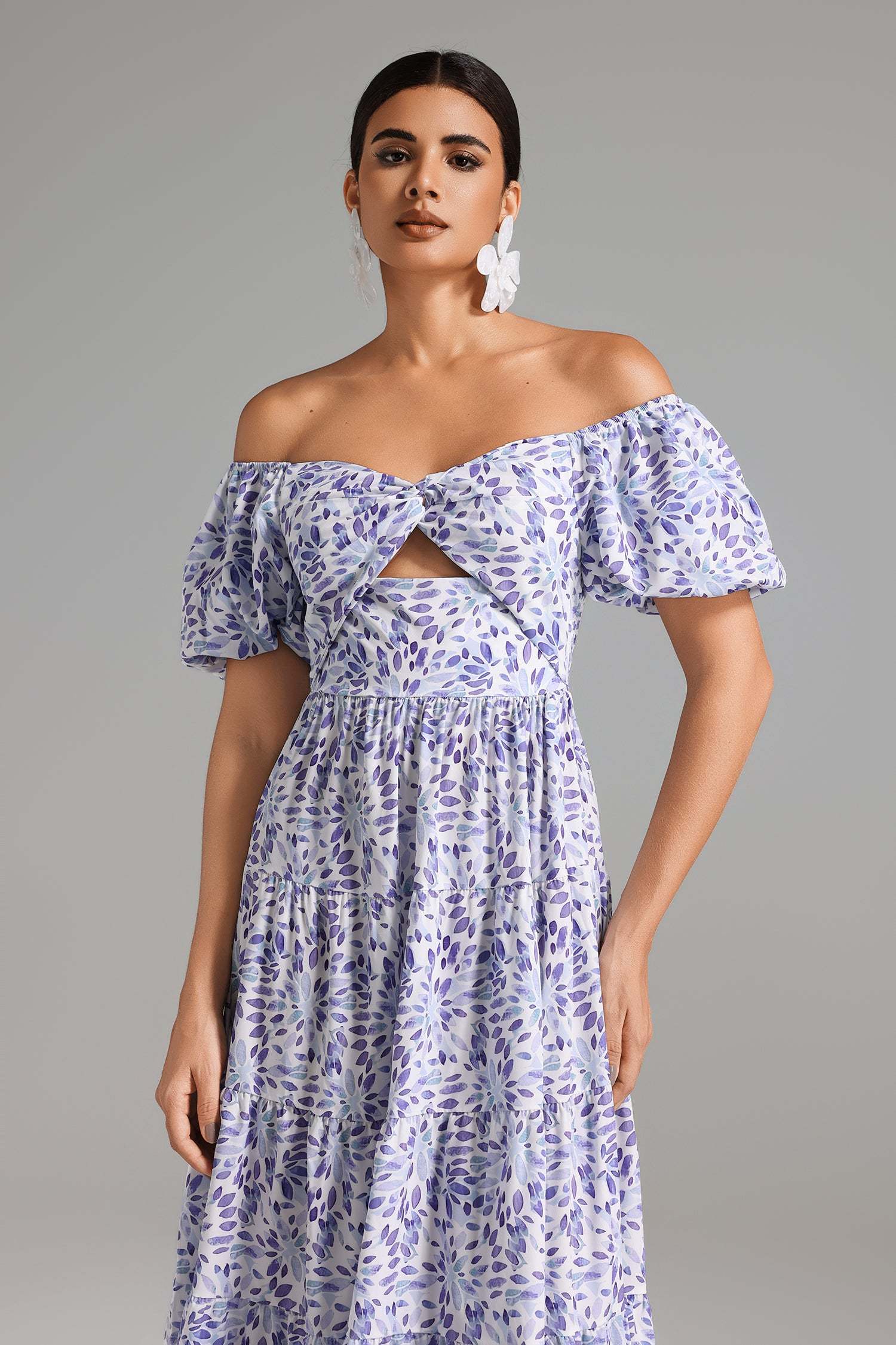 Racaco Printed Off-shoulder Dress