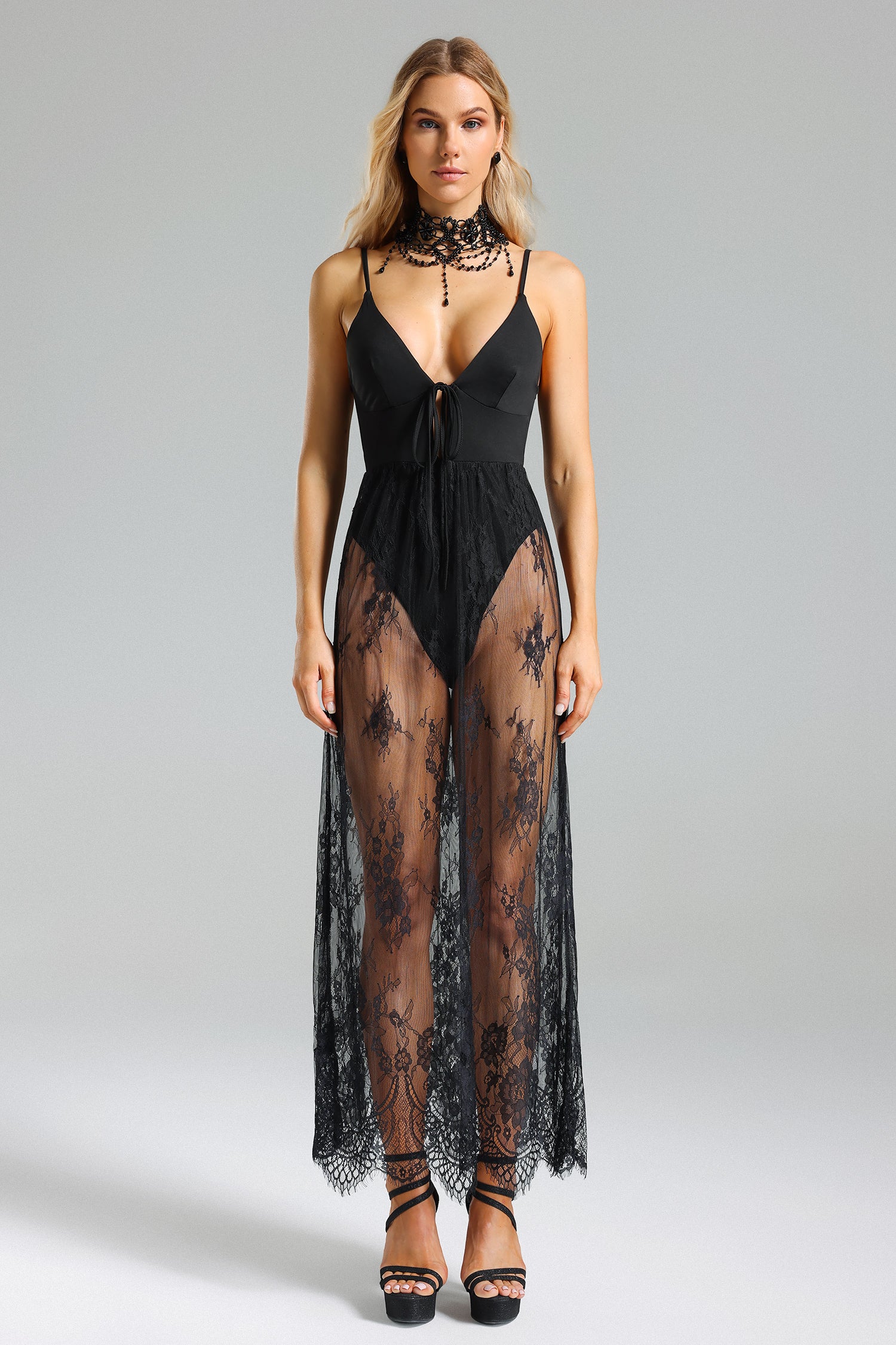 Rahel Lace Strappy Maxi Dress