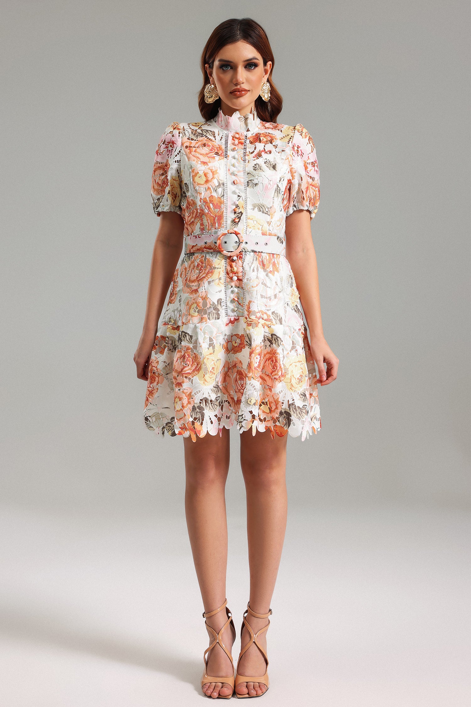 Rikiny Floral Lace Mini Dress