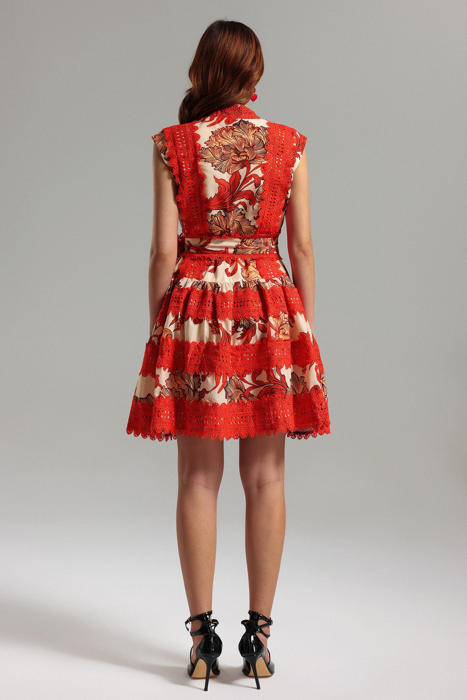 Rimo Lace Printed Mini Dress