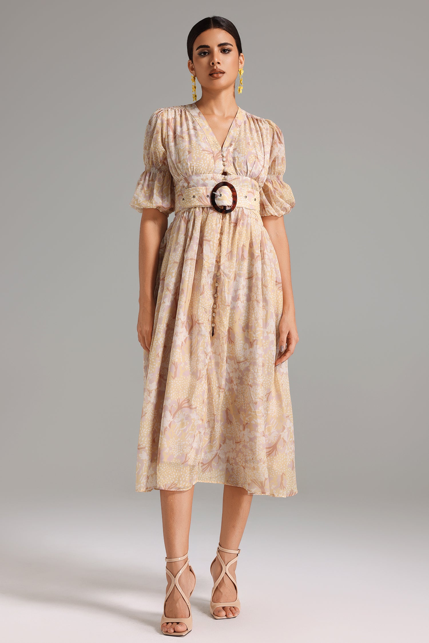 Roche Printed Button Placket Dress