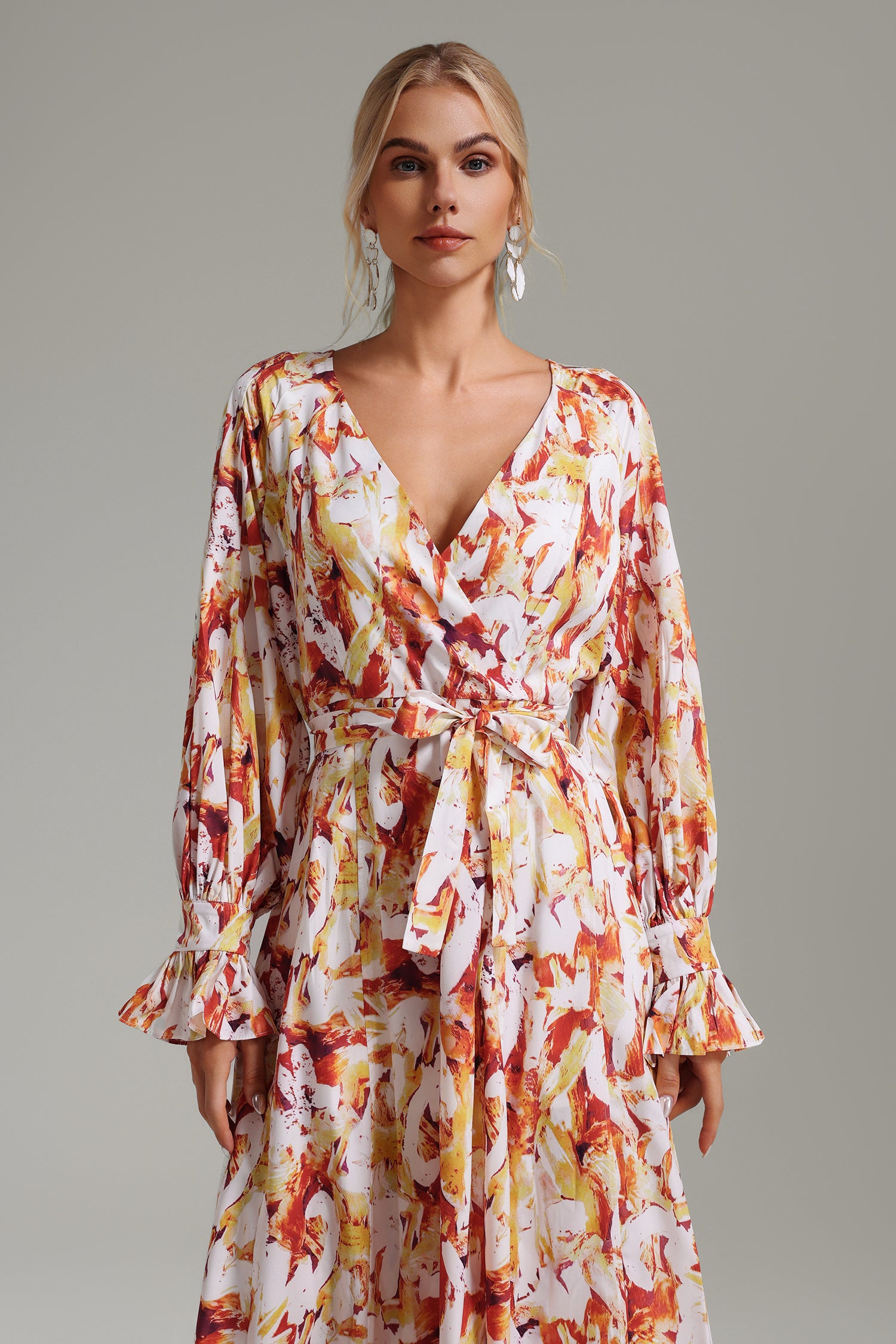 Roline V-neck Printed Dress