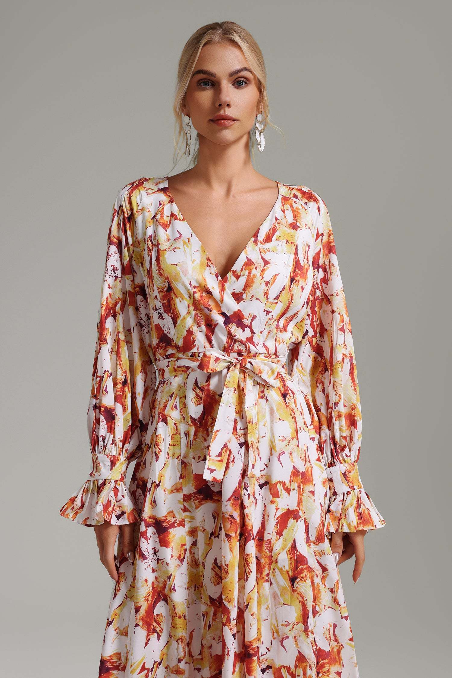 Roline V-neck Printed Dress