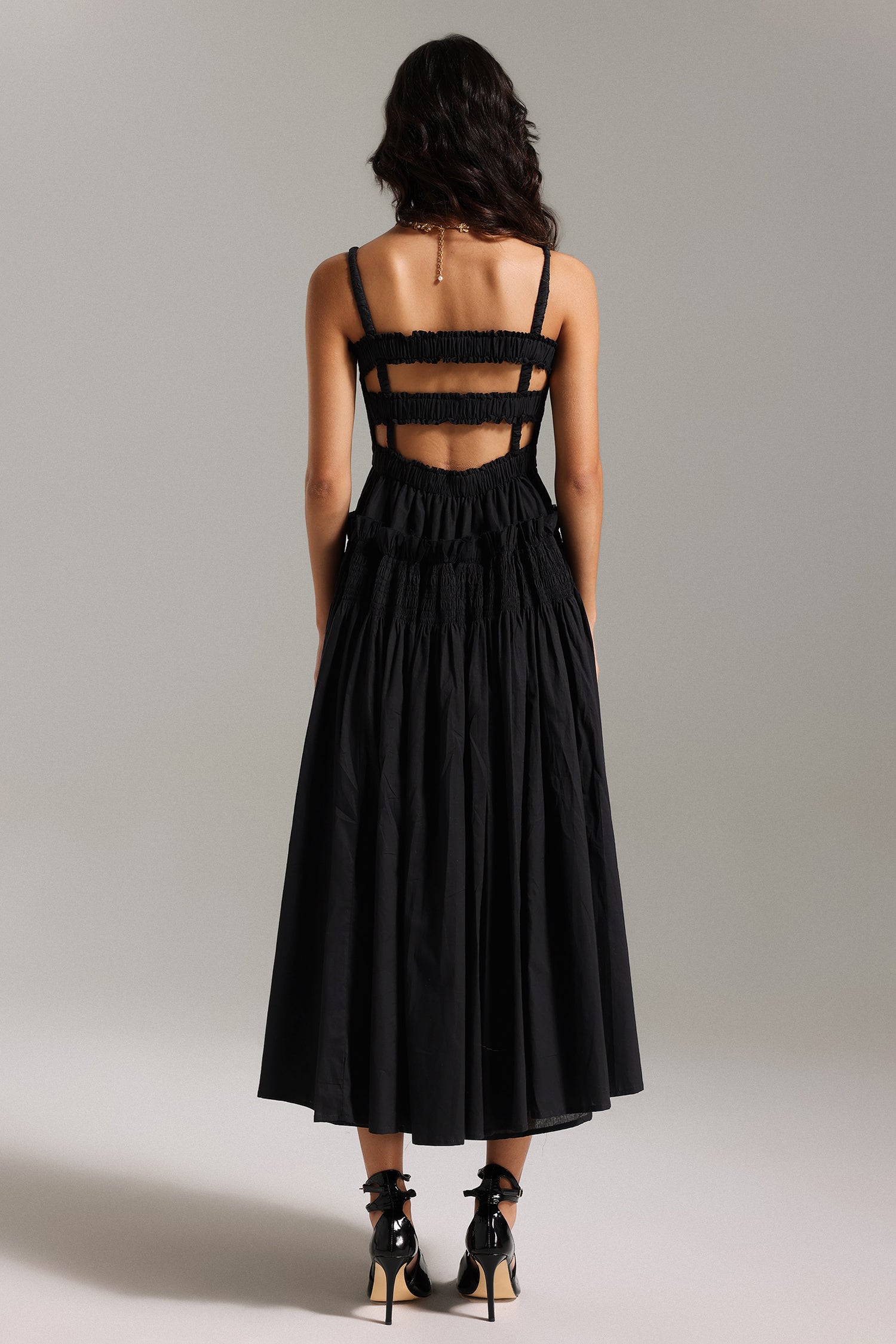 Saha Straps Flounced Midi Dress