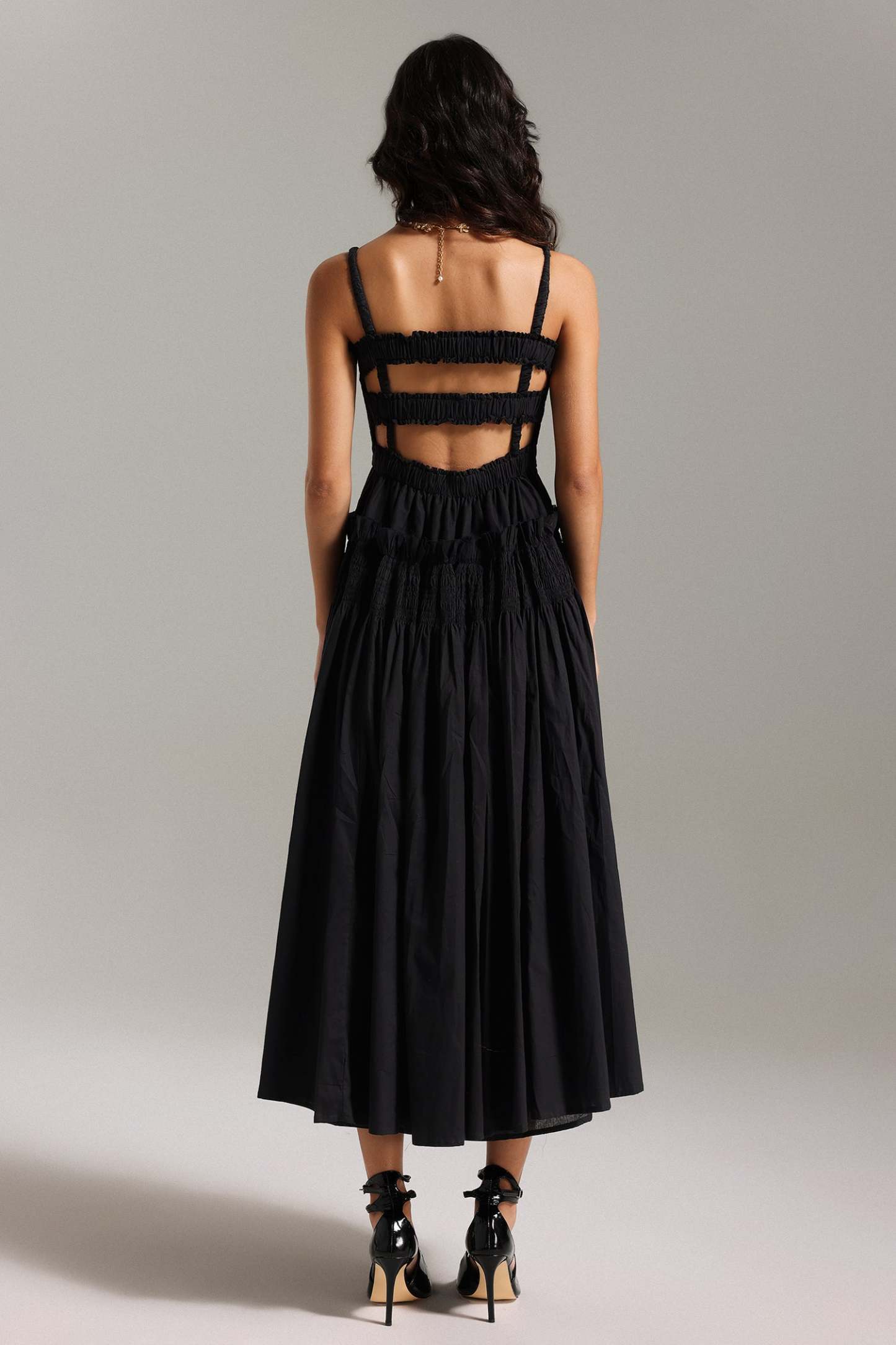 Saha Straps Flounced Midi Dress