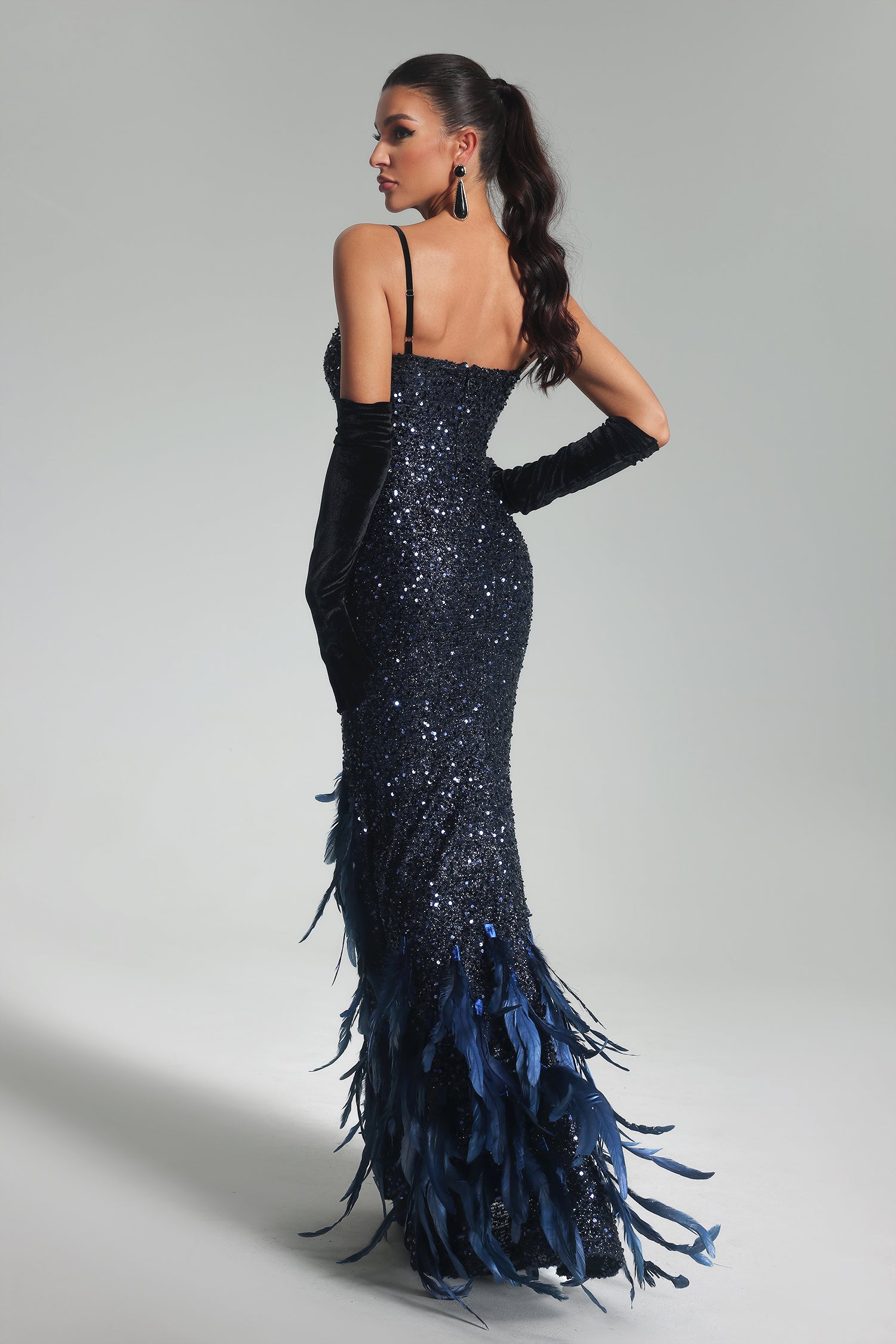 Sarah Sequin Feather Maxi Dress – Bellabarnett