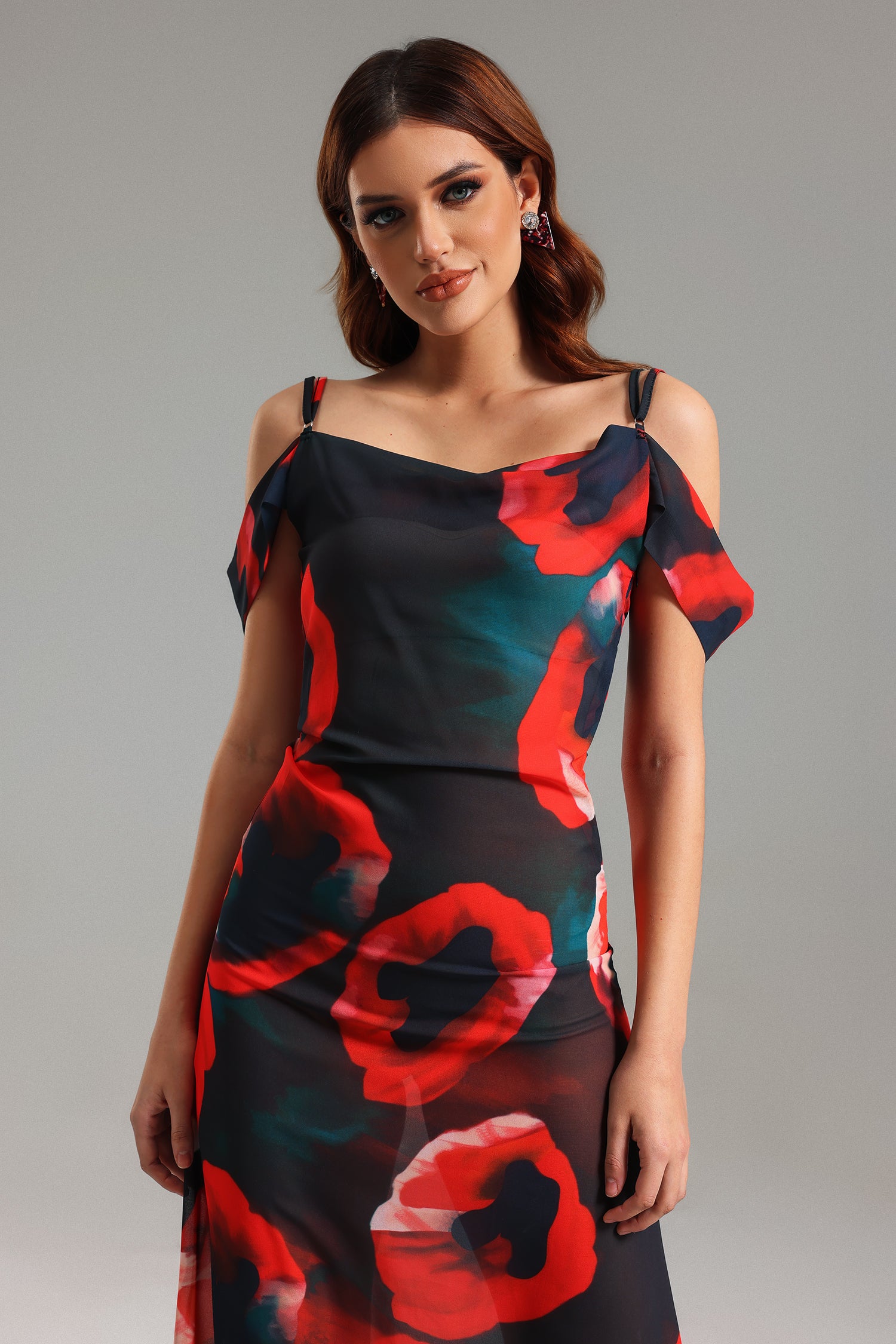 Sarna Printed Mesh Maxi Dress