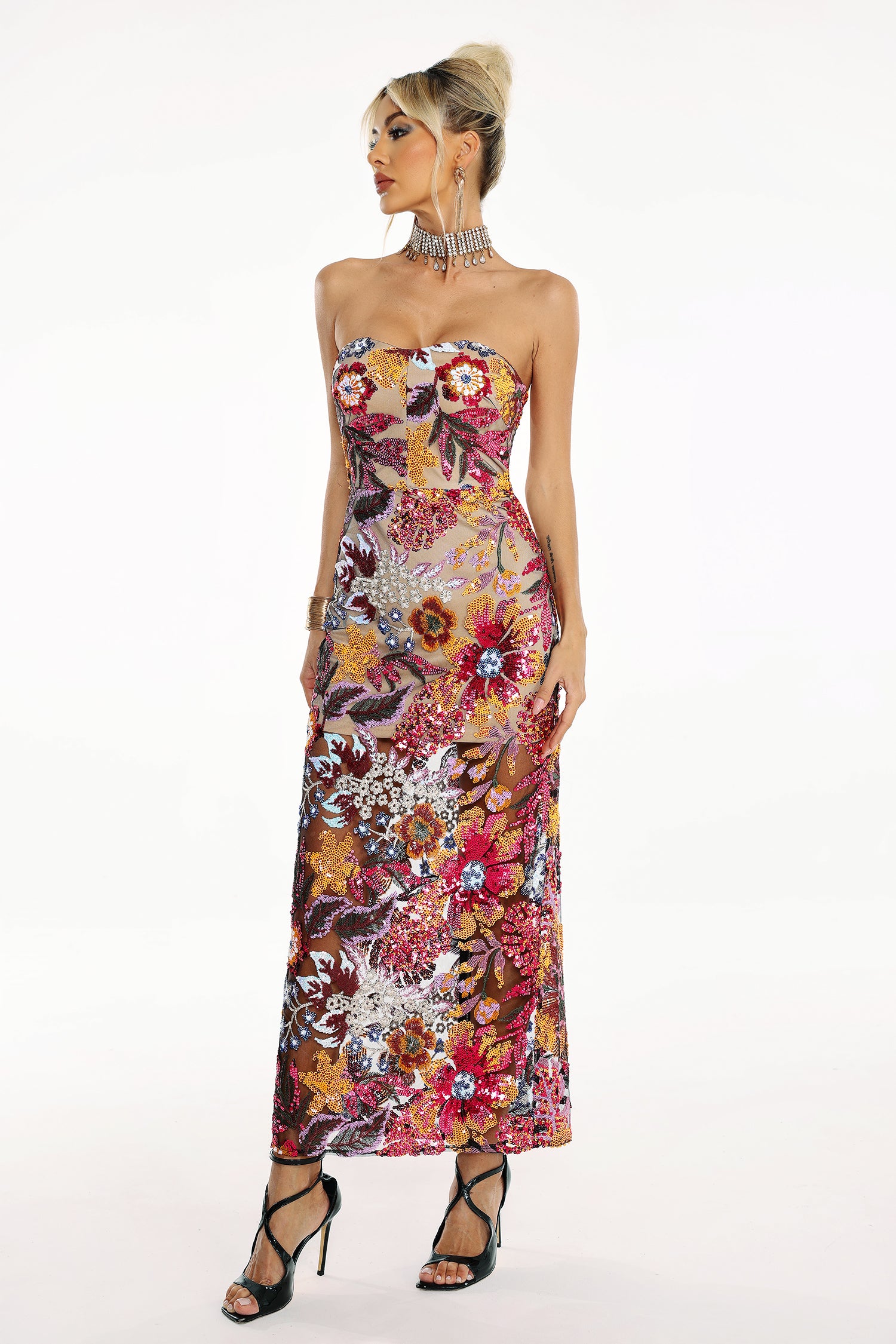 Satu Floral Glitter Maxi Dress