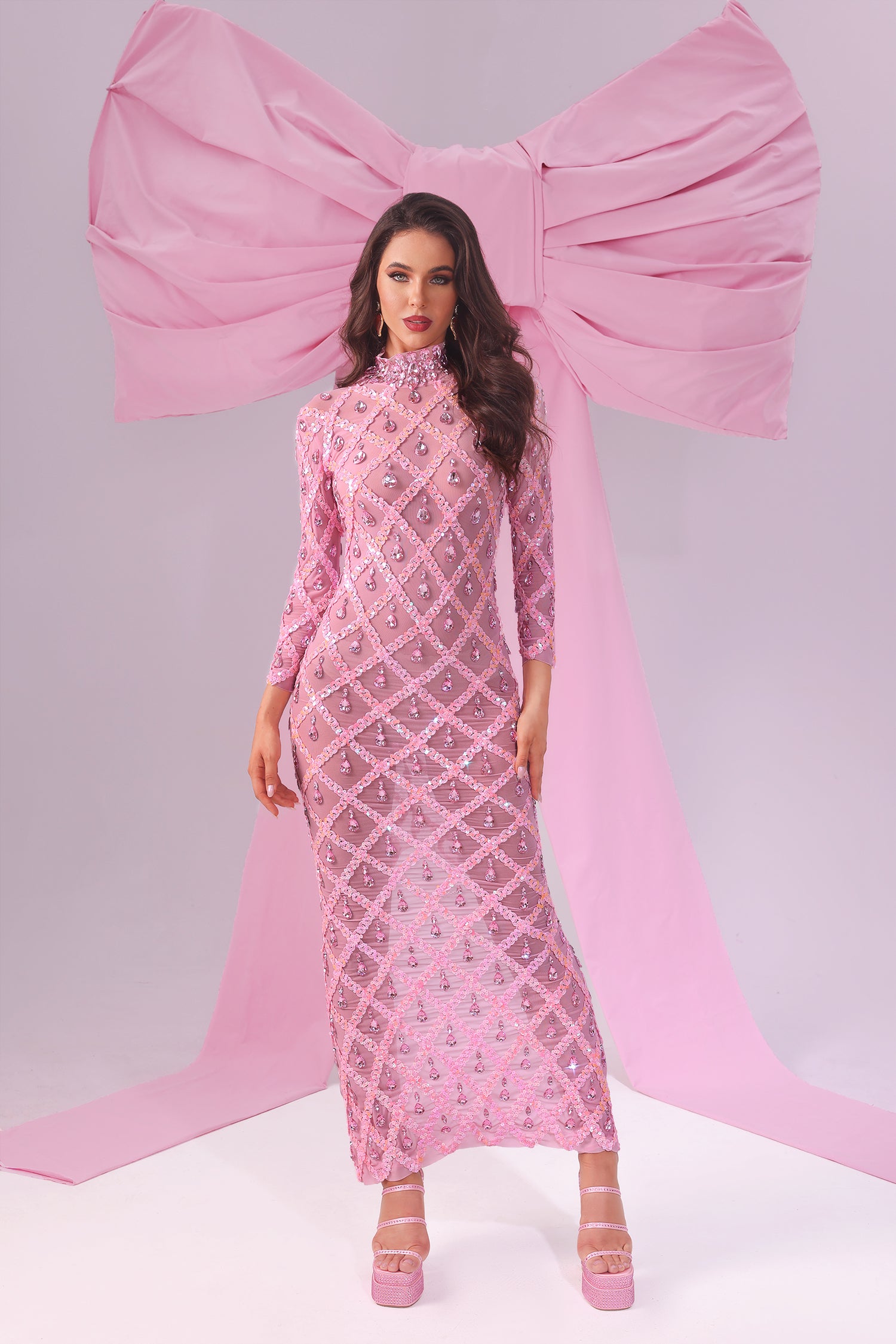 Shailene Diamante Sequins Maxi Dress