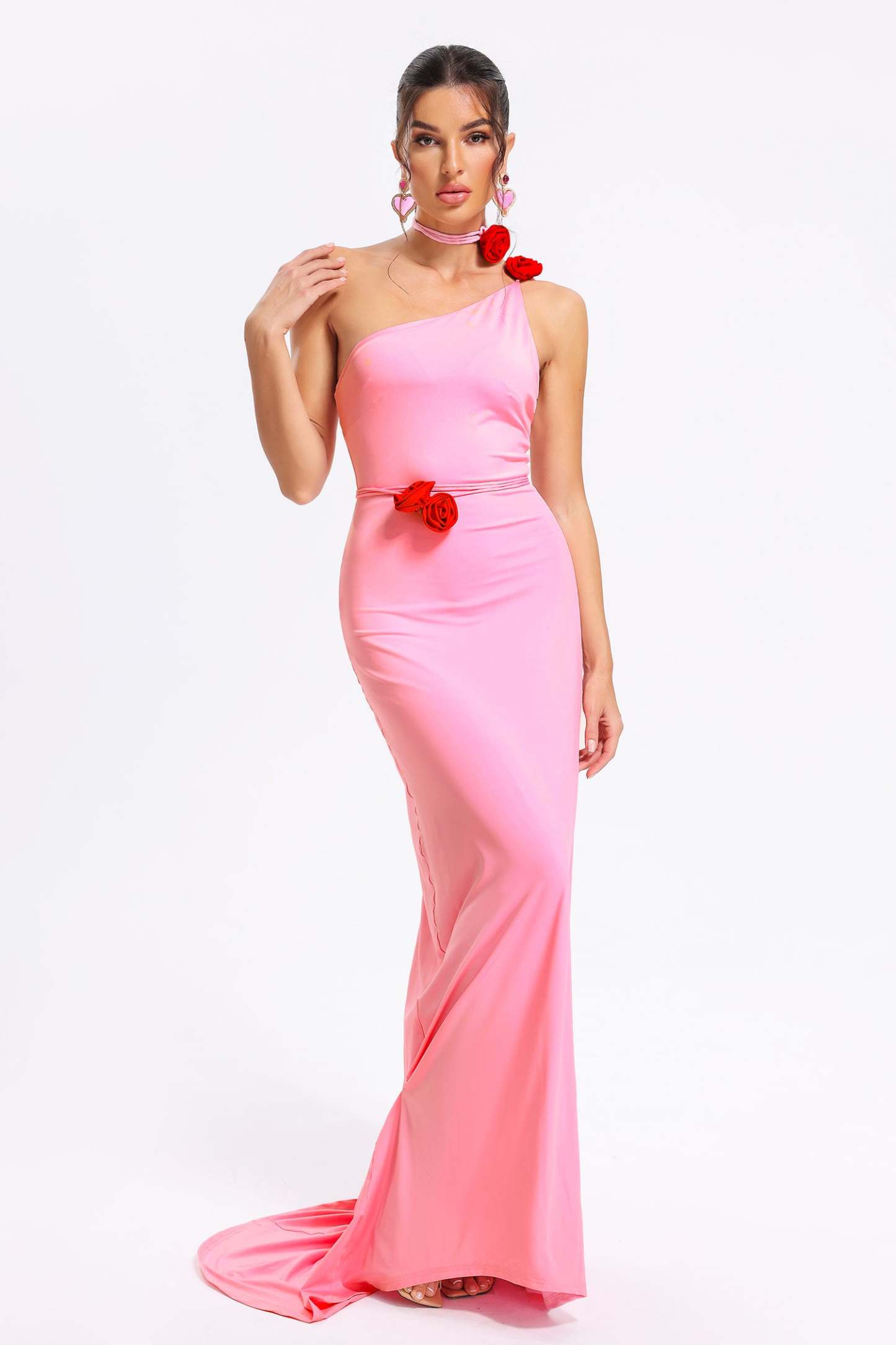 Sigrid Pink One Shoulder Maxi Dress