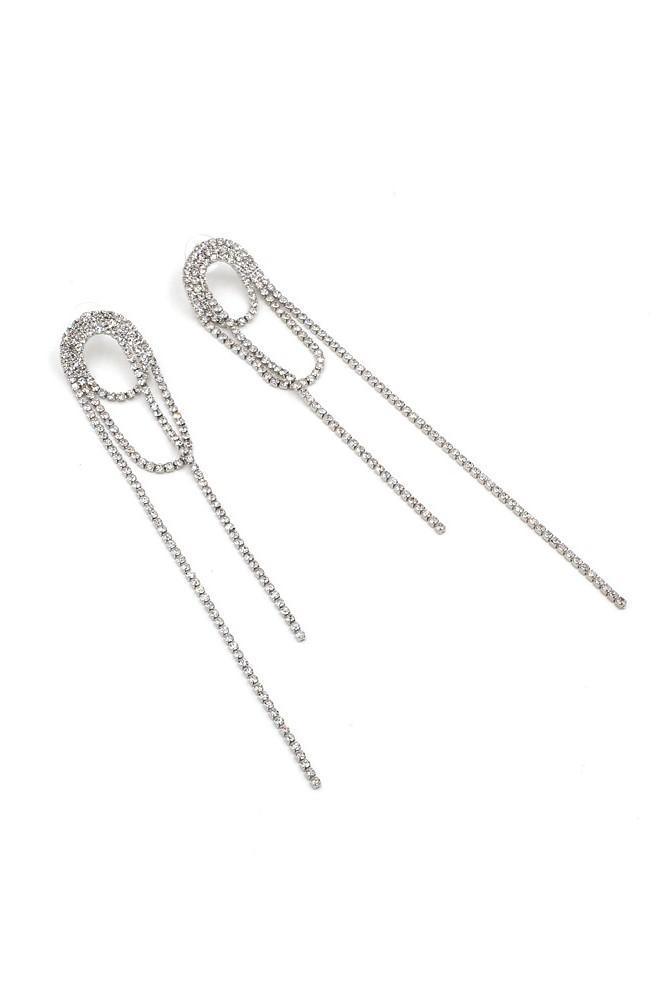 Silver Diamante Tassel Earrings - Bellabarnett