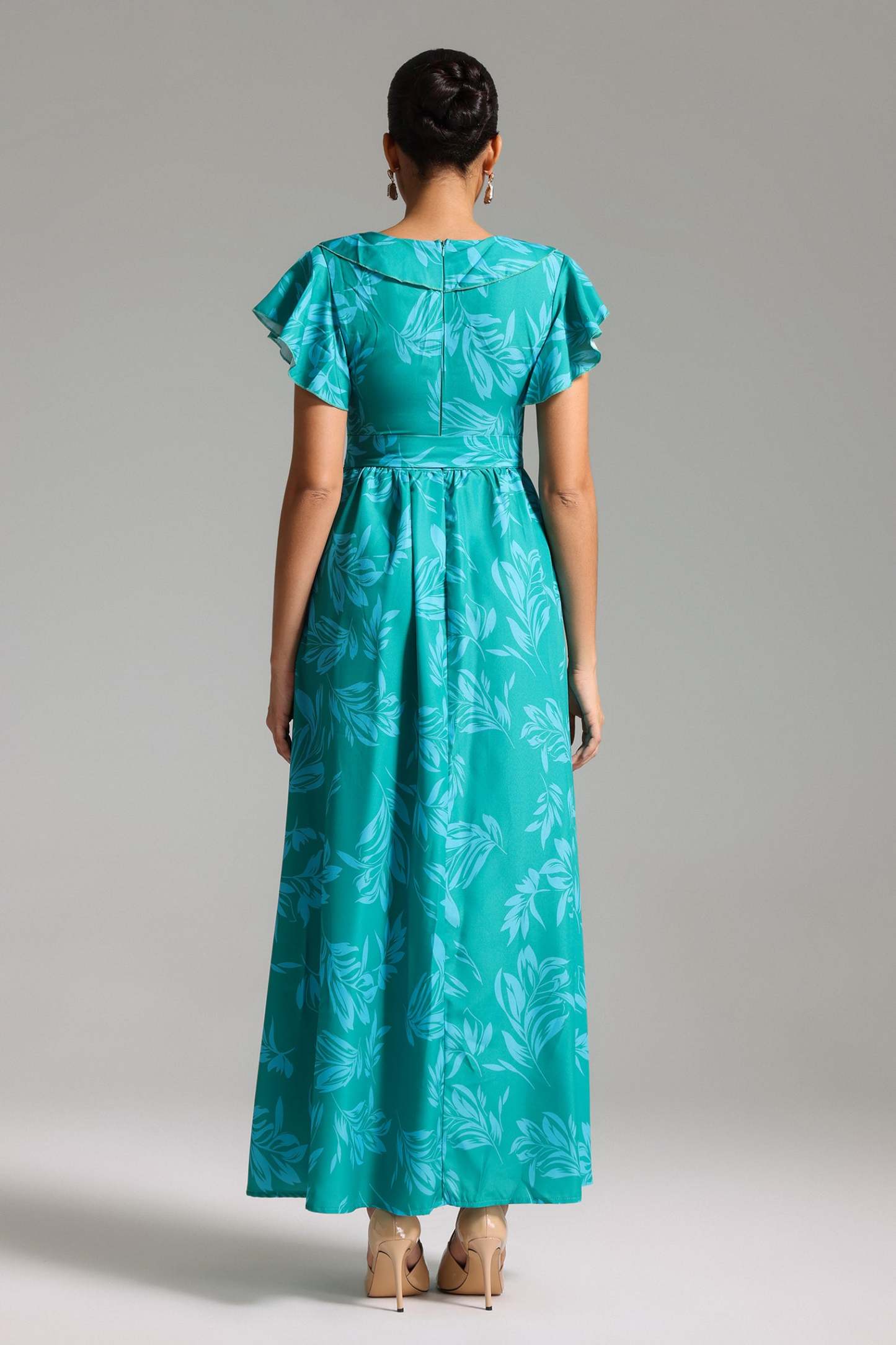 Sweet Ruffled Printed Maxi Dress