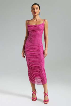 Image of Uana Diamante Pleated Maxi Dress