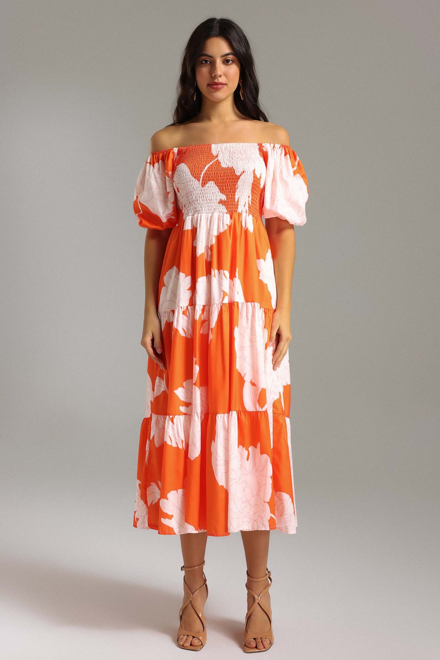 Una Off Shoulder Printed Dress