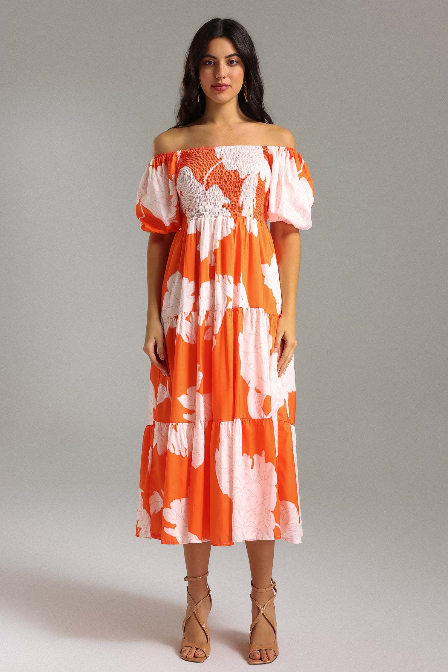 Una Off Shoulder Printed Dress