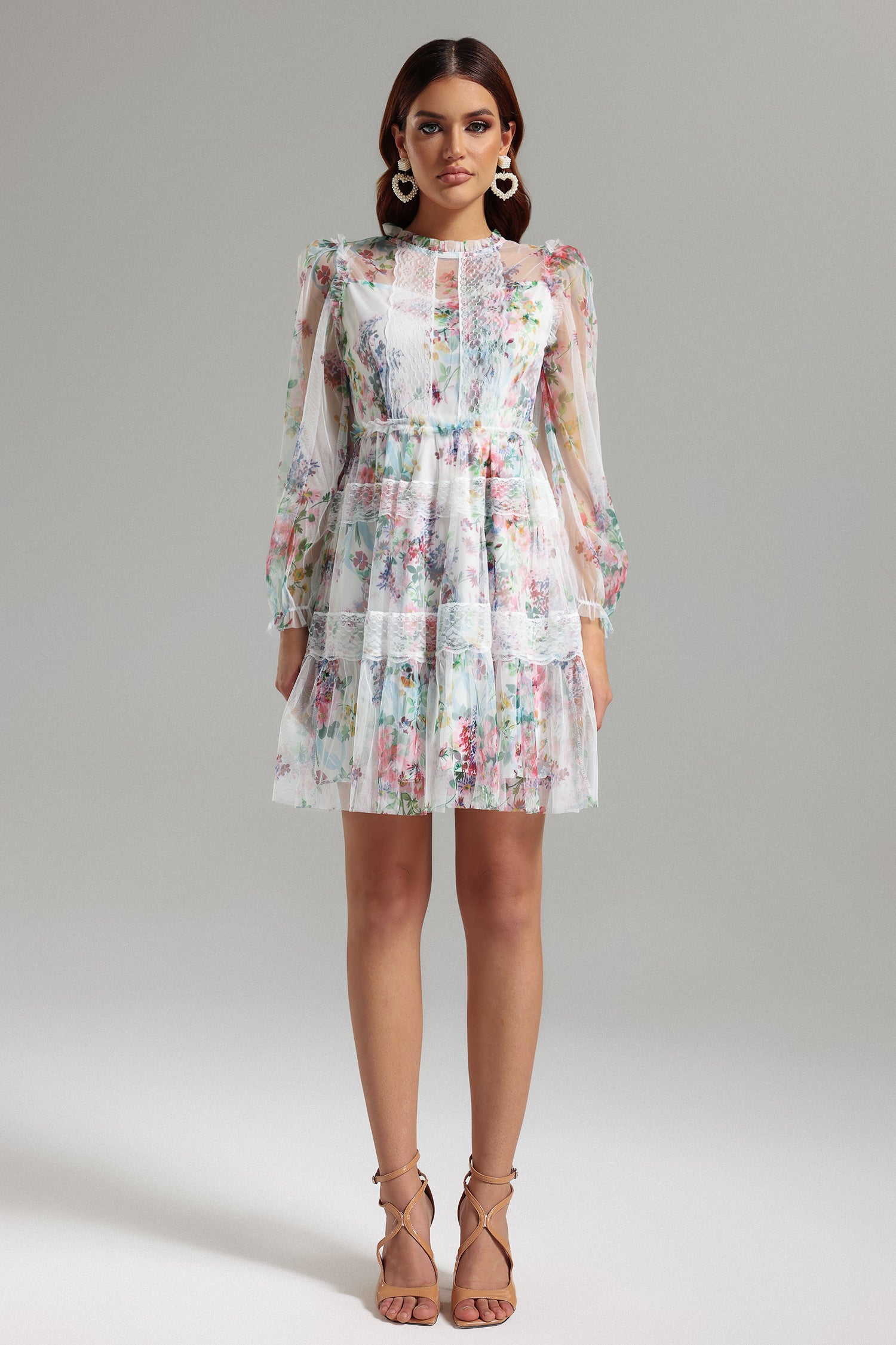 Venia Printed Tulle Mini Dress