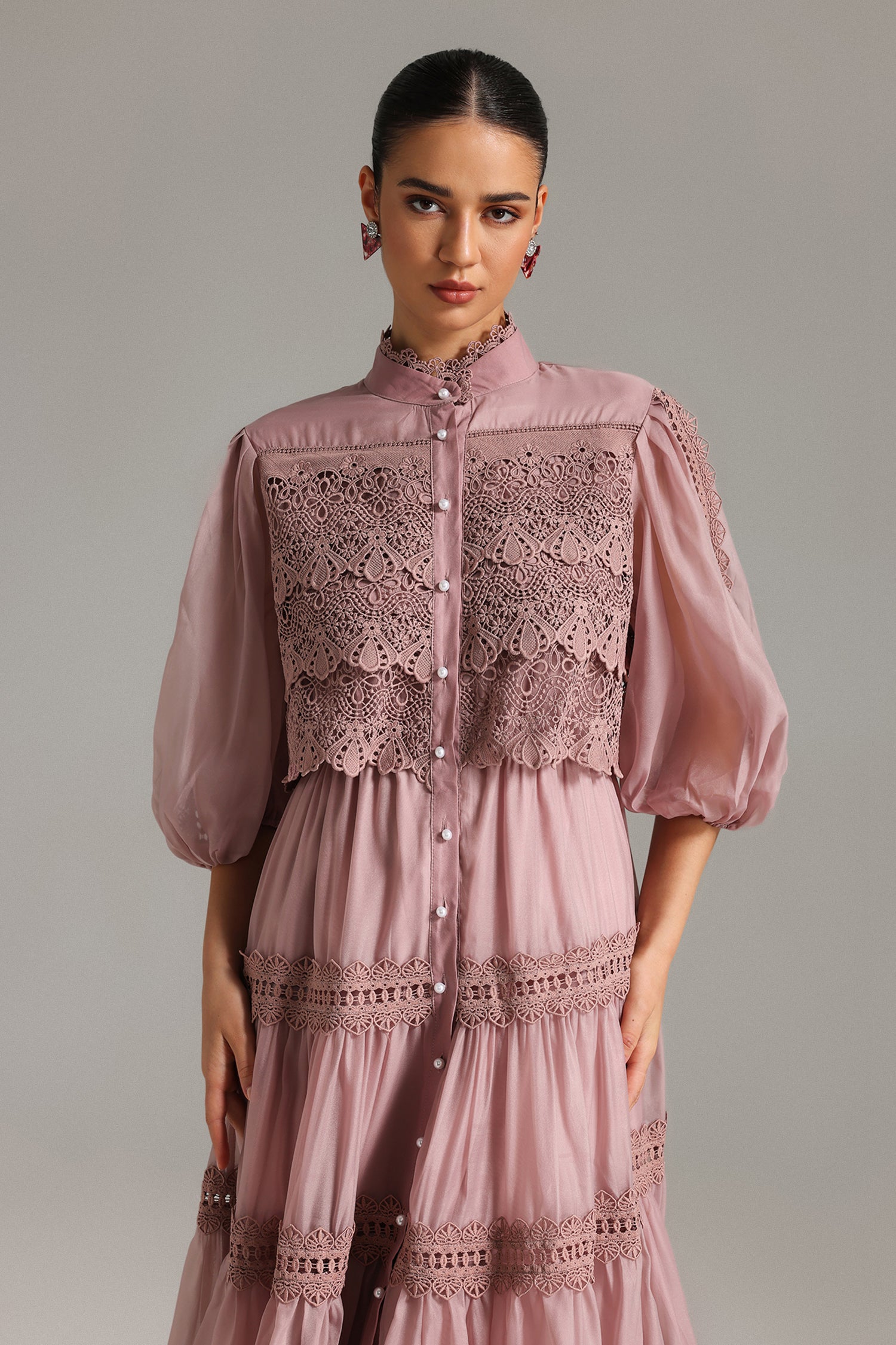 Verza Puff Sleeves Lace Midi Dress – Bellabarnett