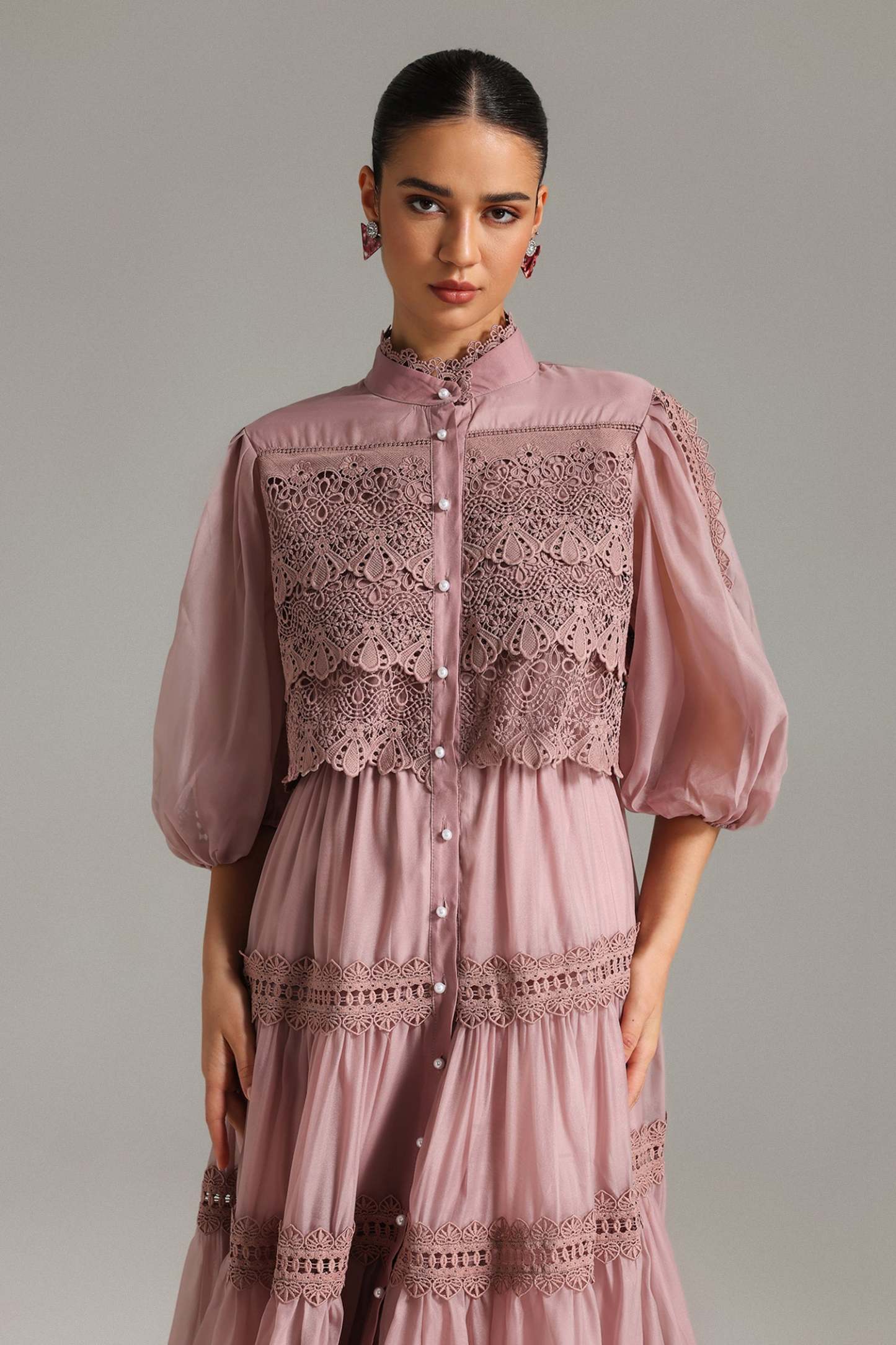 Verza Puff Sleeves Lace Midi Dress – Bellabarnett