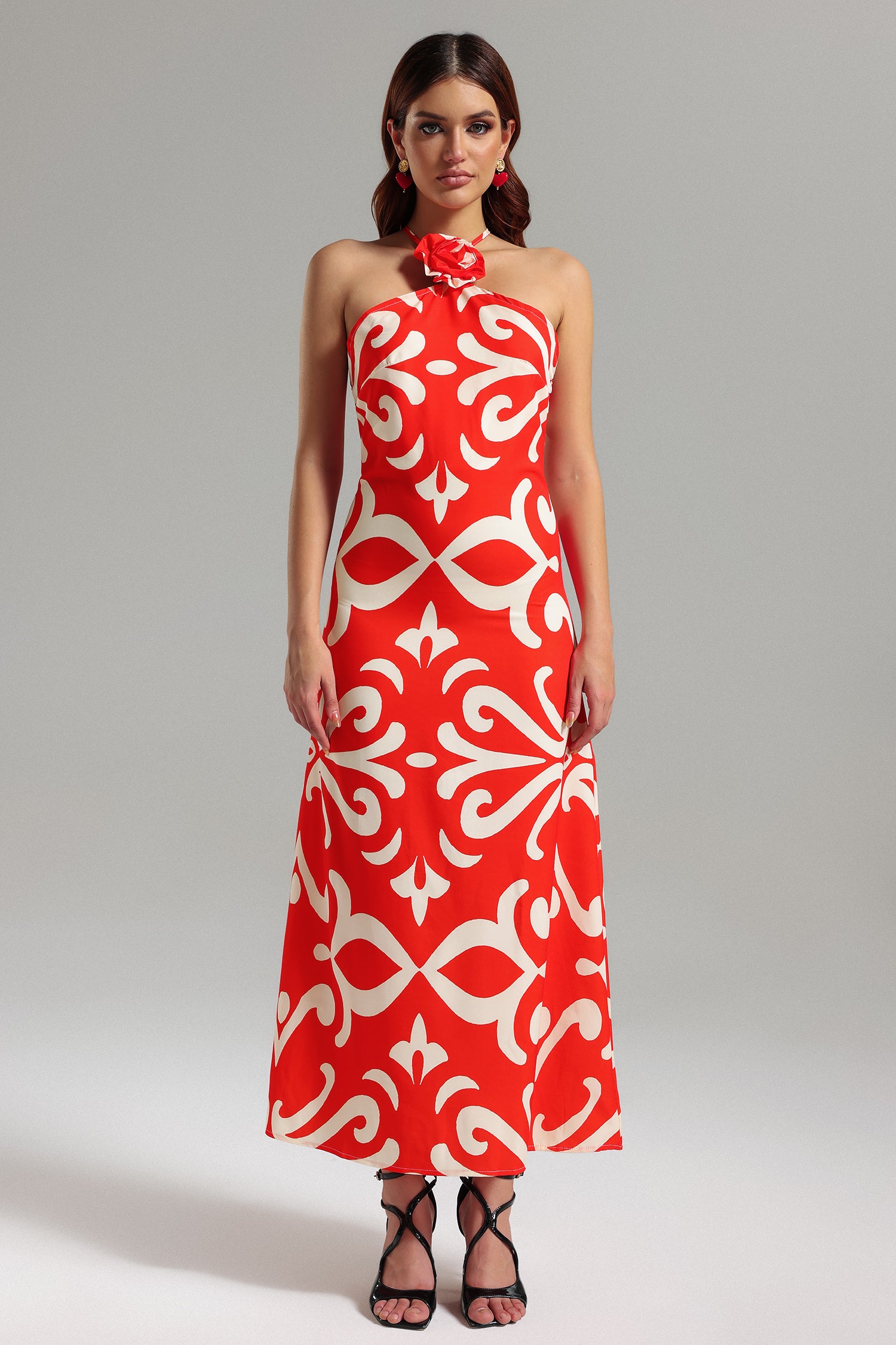 Viney Halterneck Printed Maxi Dress