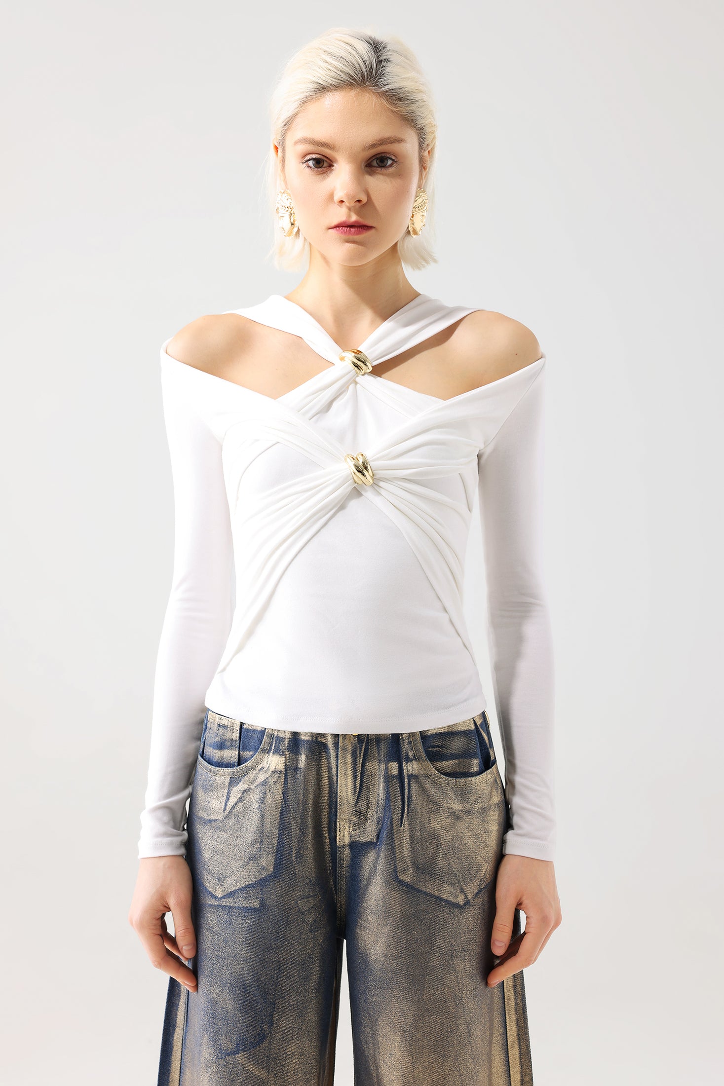 Vlafa Long Sleeves Top - White