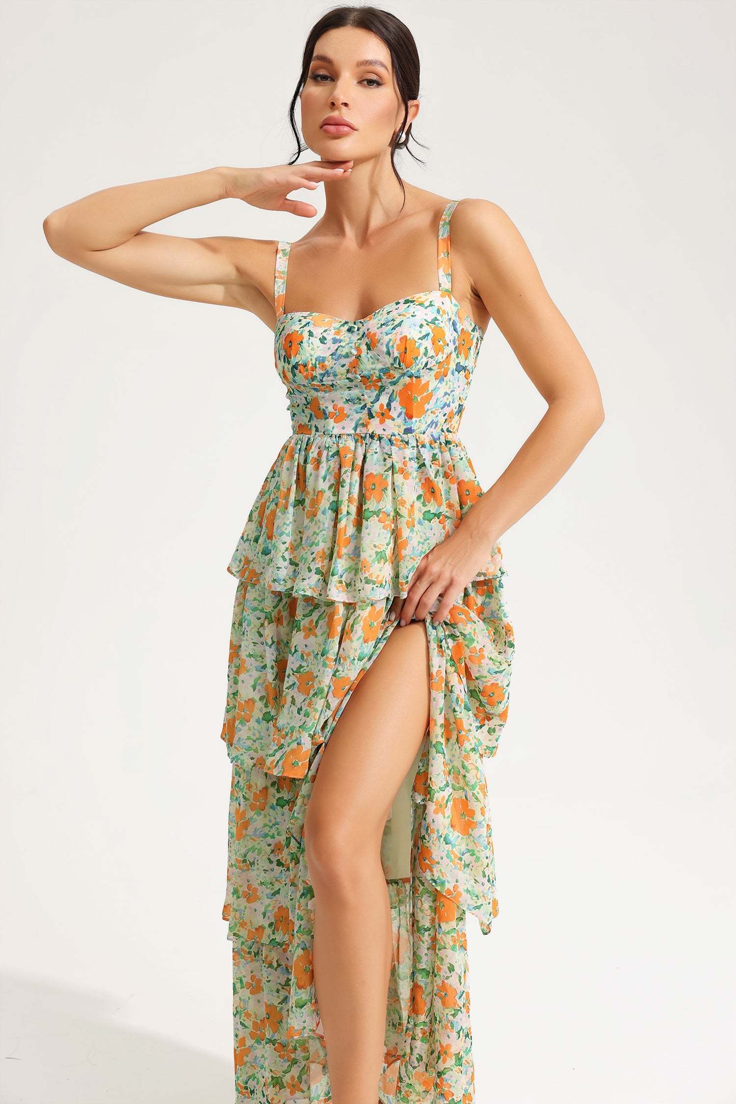 Cami Floral Backless Tiered Hem Maxi Dress
