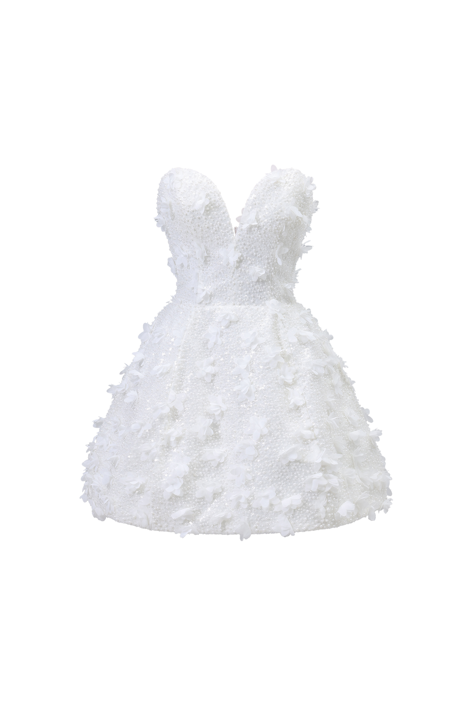 Yamaly Beaded V-neck strapless mini skirt