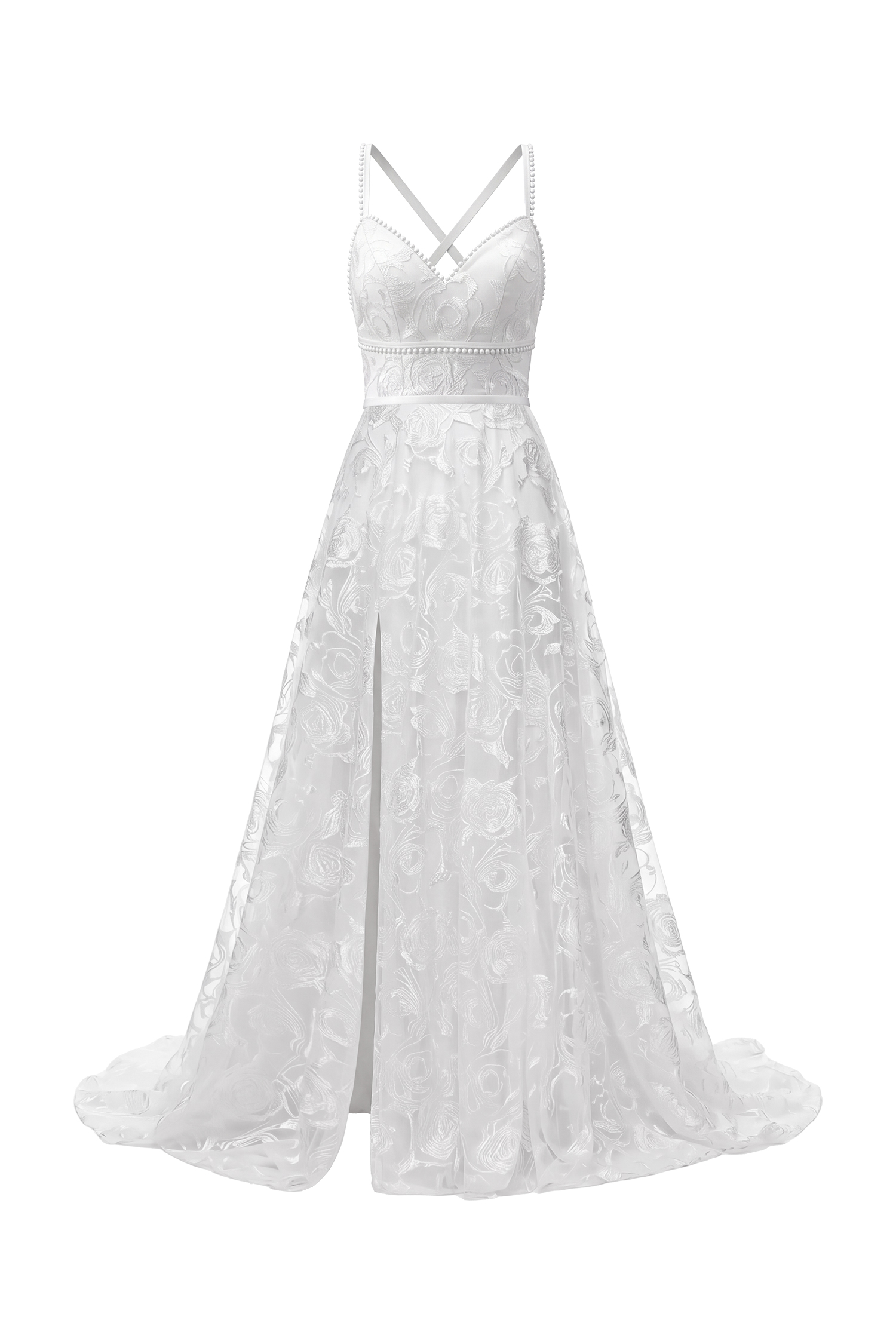 Ralaya Deep V-neck lace halter maxi wedding dress