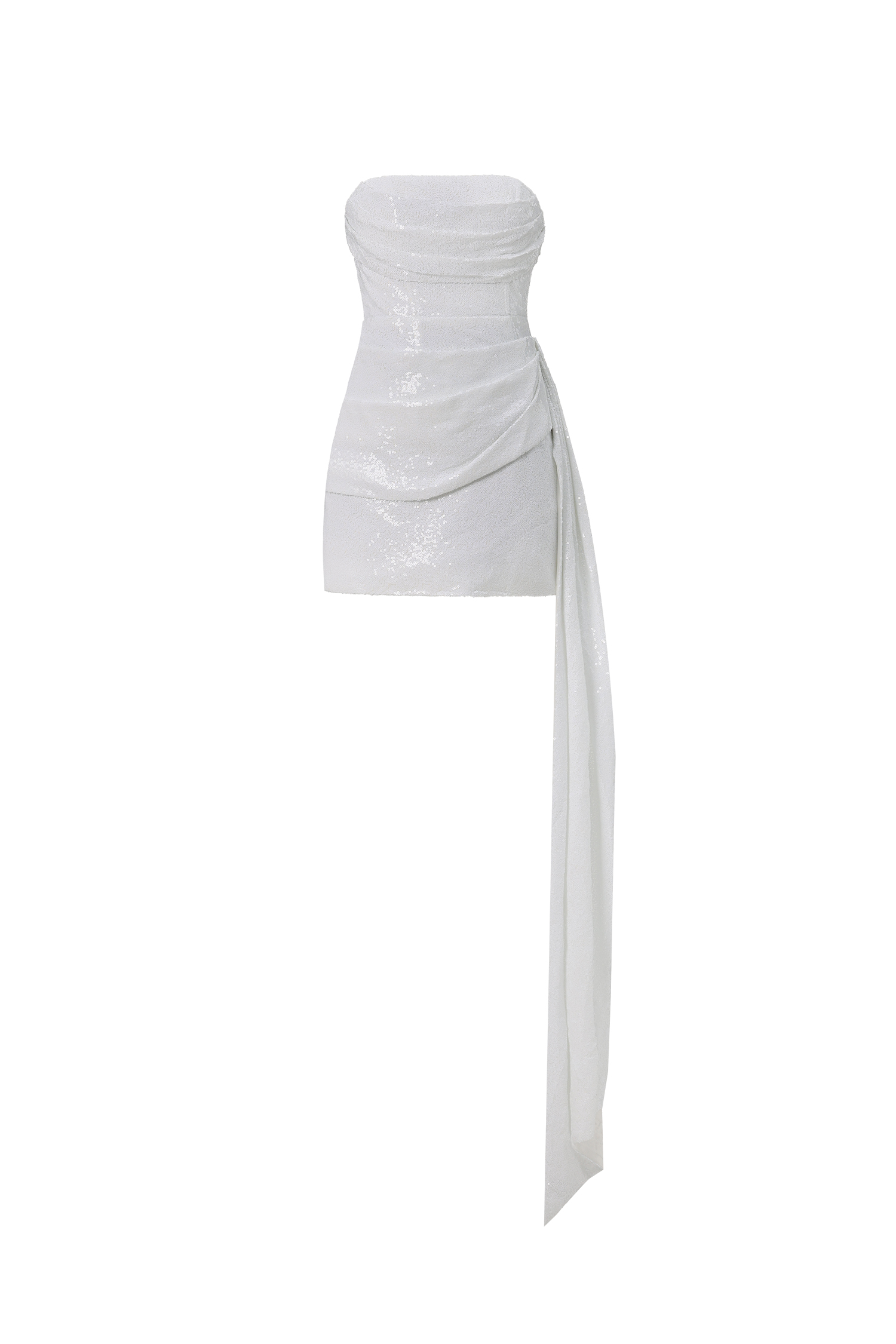 Vali Strapless pleated ribbon mini skirt