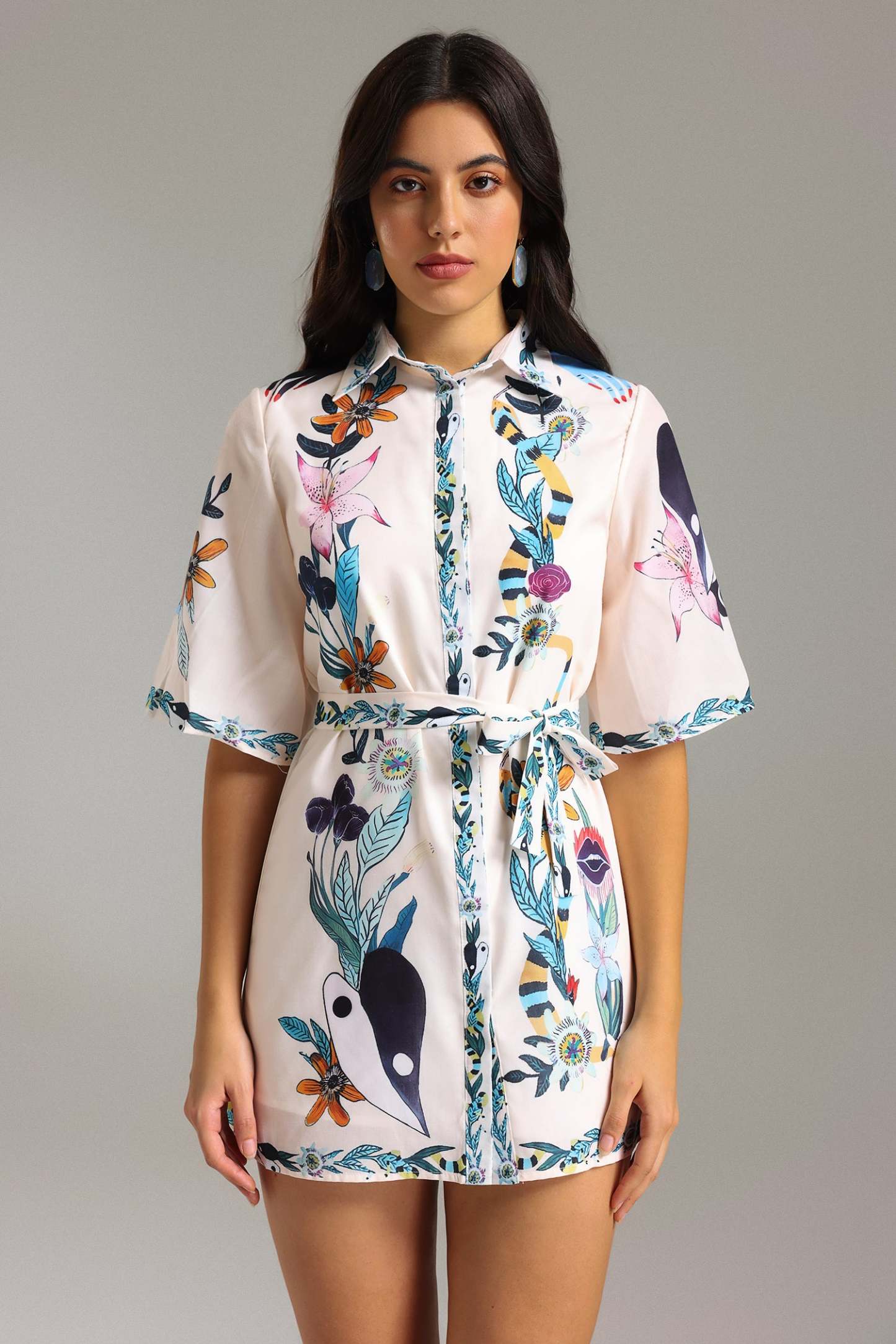 Wenie Printed Shirt Mini Dress