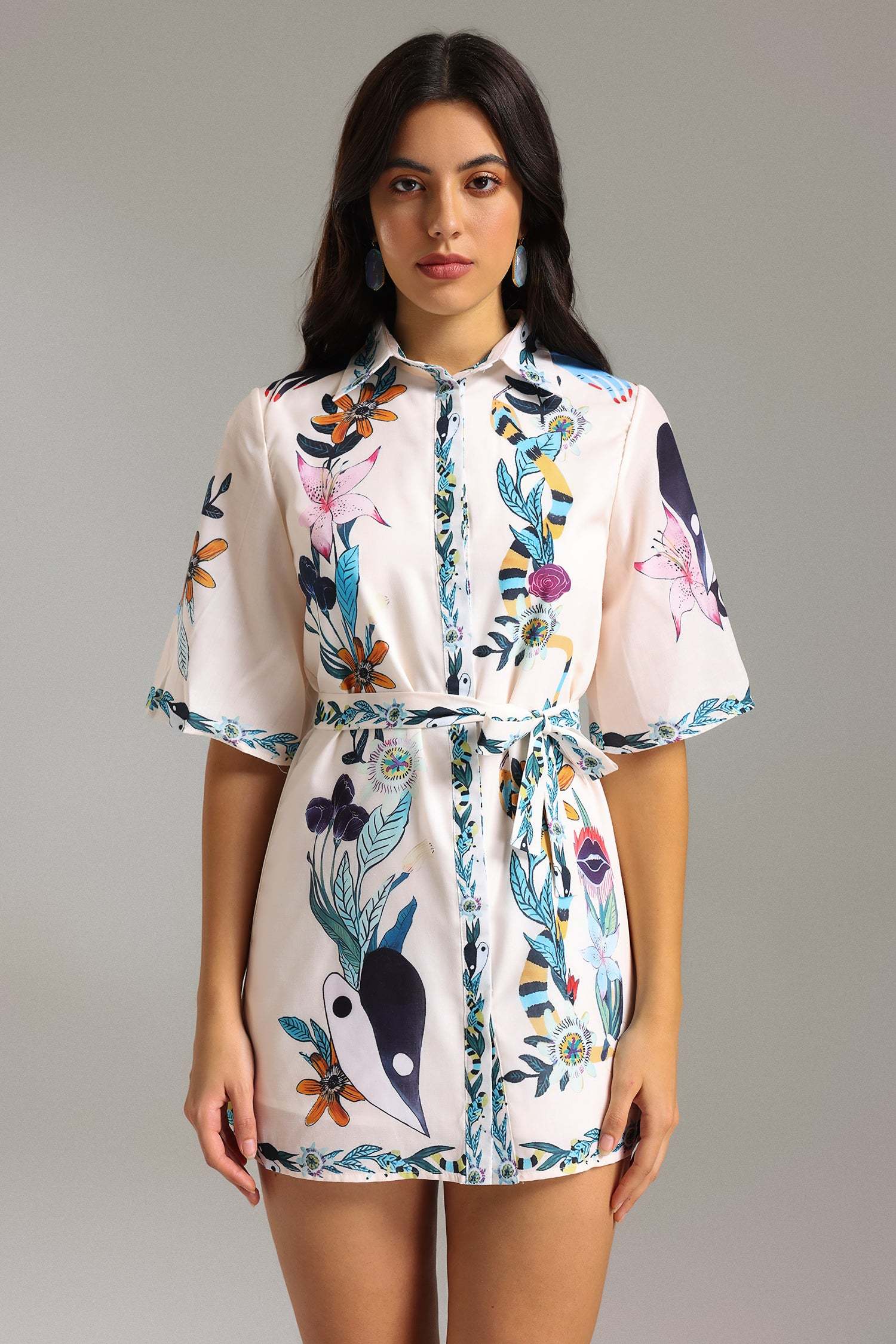Wenie Printed Shirt Mini Dress
