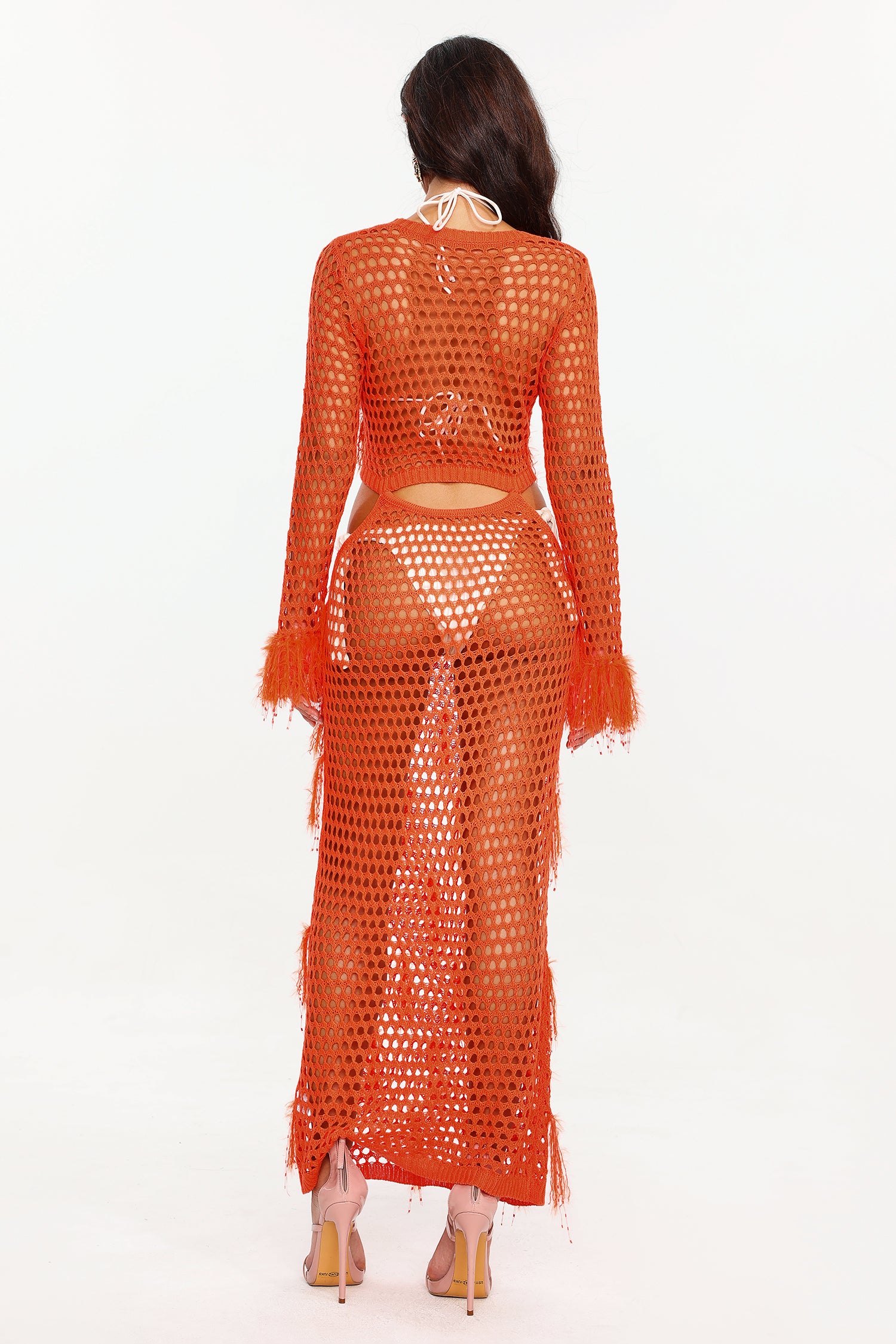 Werza Knitted Fringe Maxi Dress