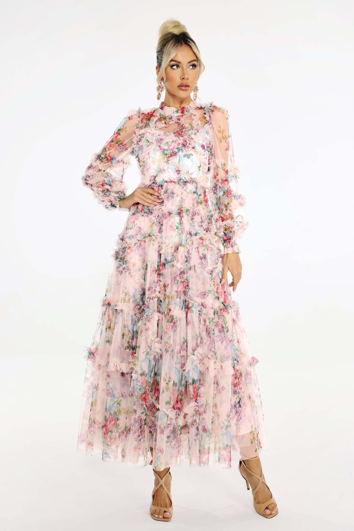 Winona Print Mesh Midi Dress Bellabarnett
