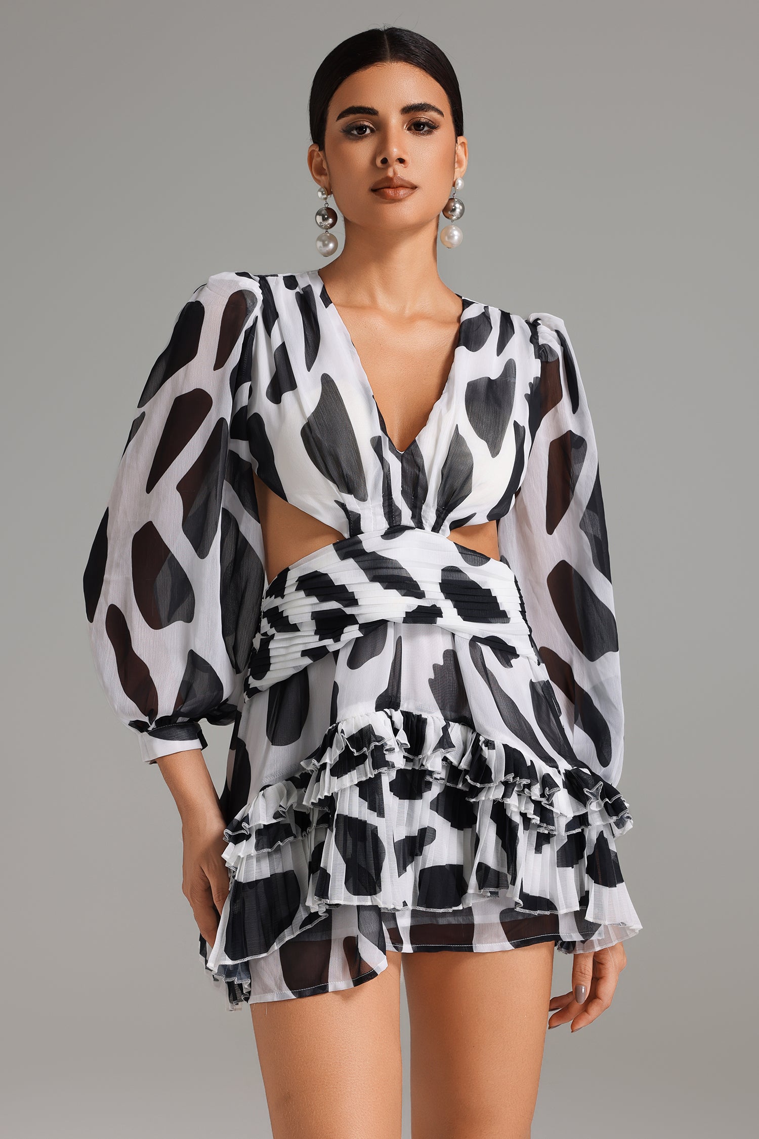 Xakia Printed Cut Out Mini Dress