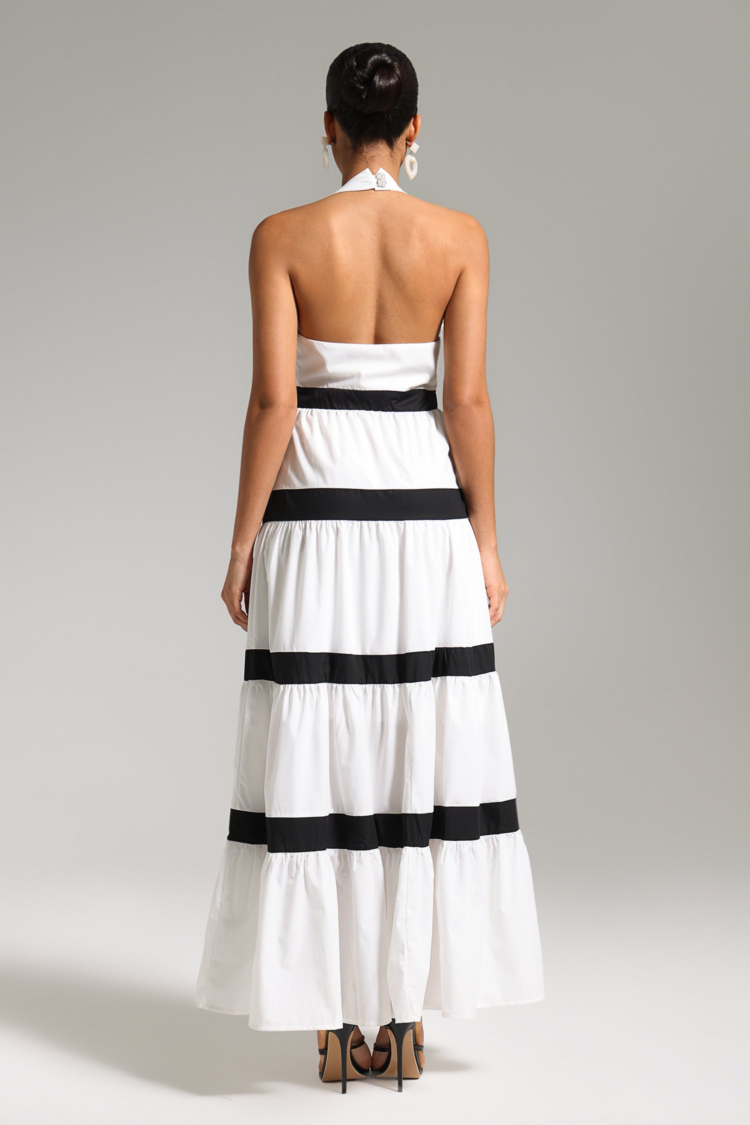 Xapana Halterneck Stripe Maxi Dress