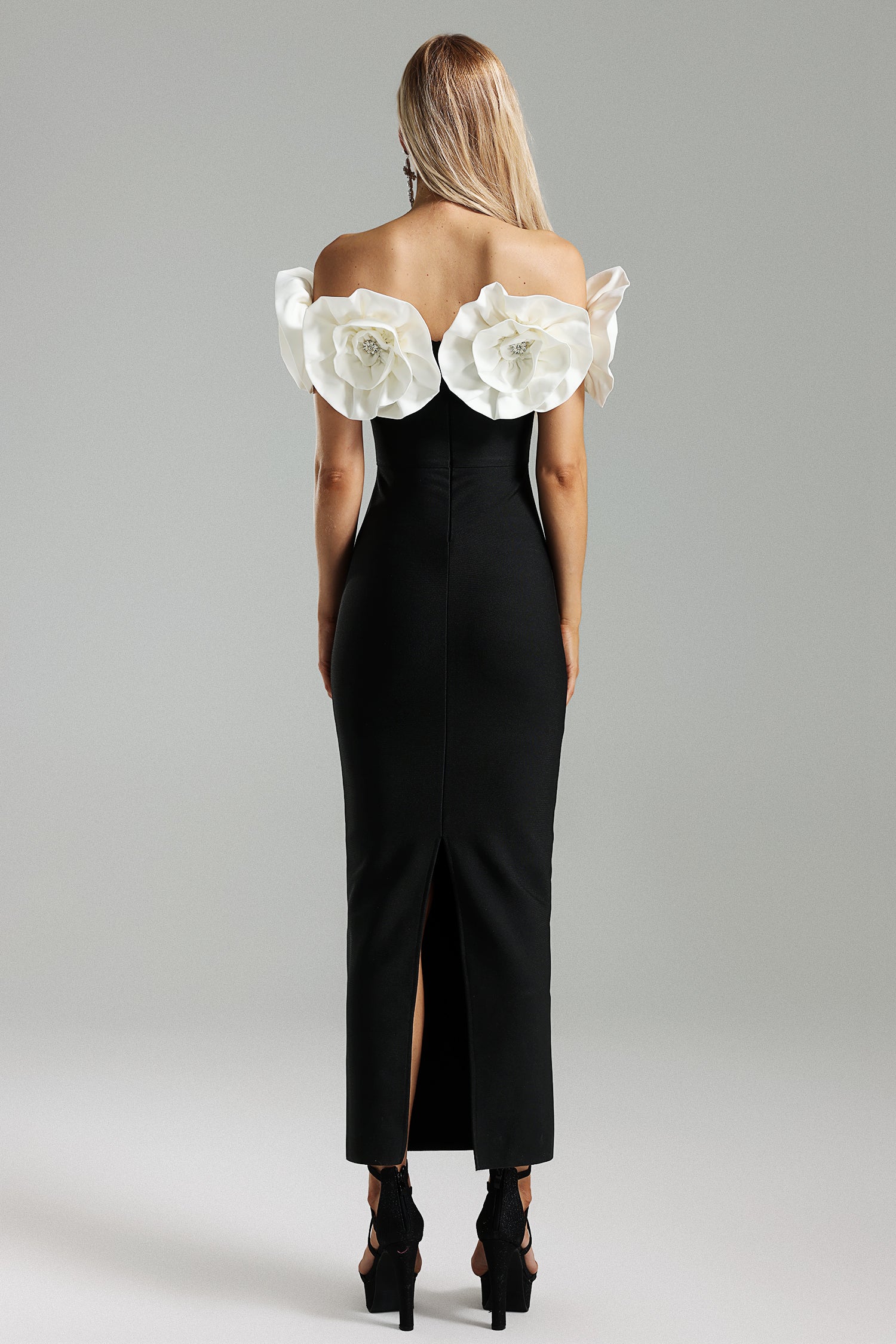 Yamaly Flower One Shoulder Maxi Dress - Black – Bellabarnett