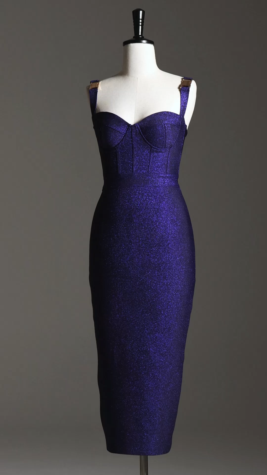 Ziriy Sleeveless V-Neck Bandage Dark Blue Maxi Dress