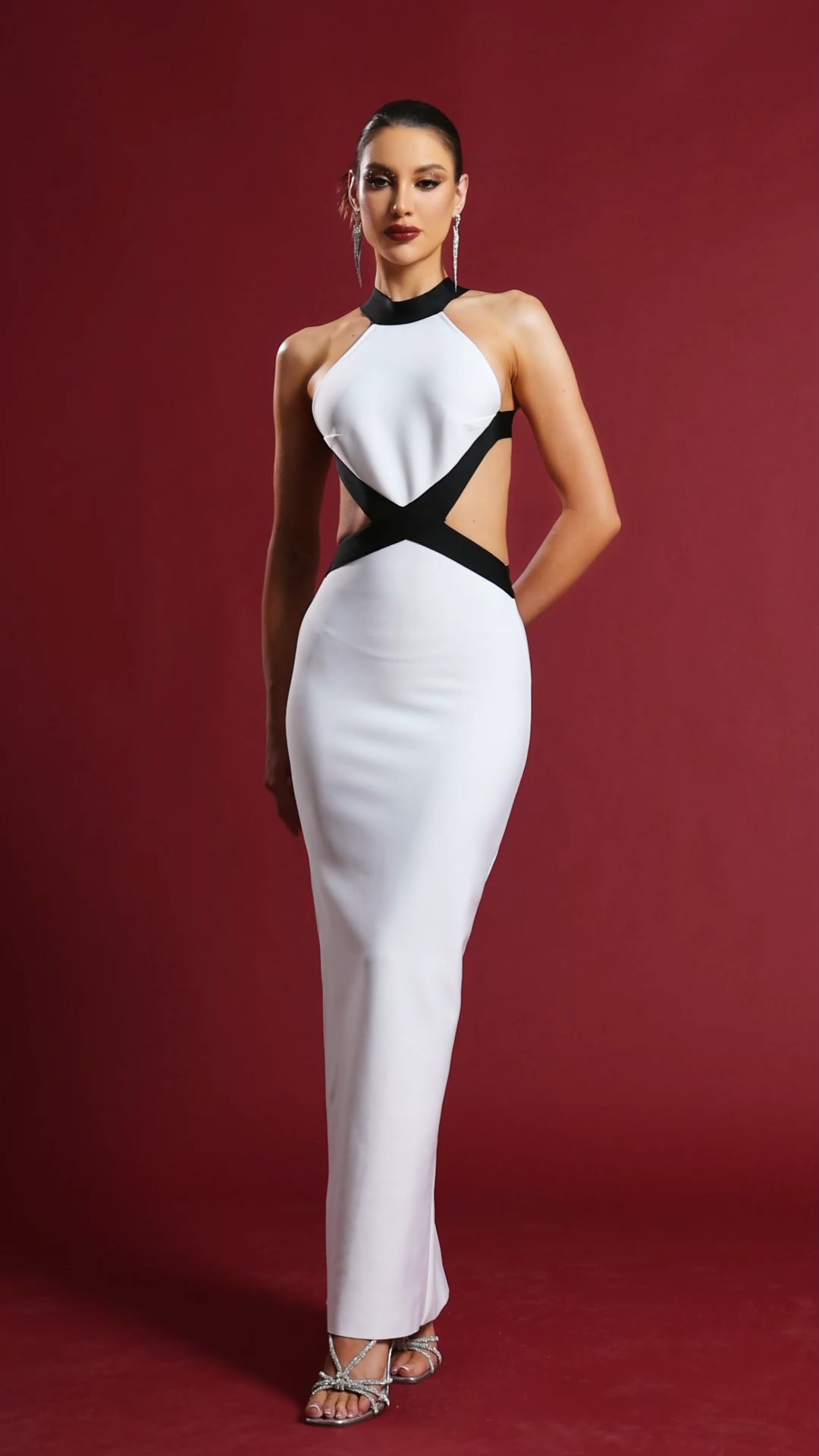 Pako Sexy Contour Sleeveless Cut Out Bandage Maxi Dress