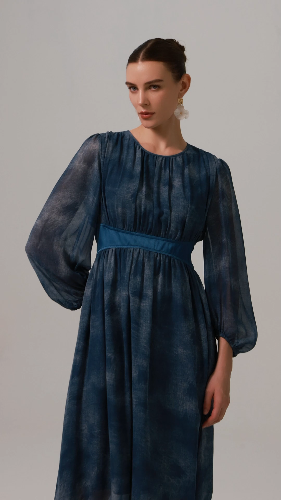 Uabeza Print Long Sleeve Maxi Dress