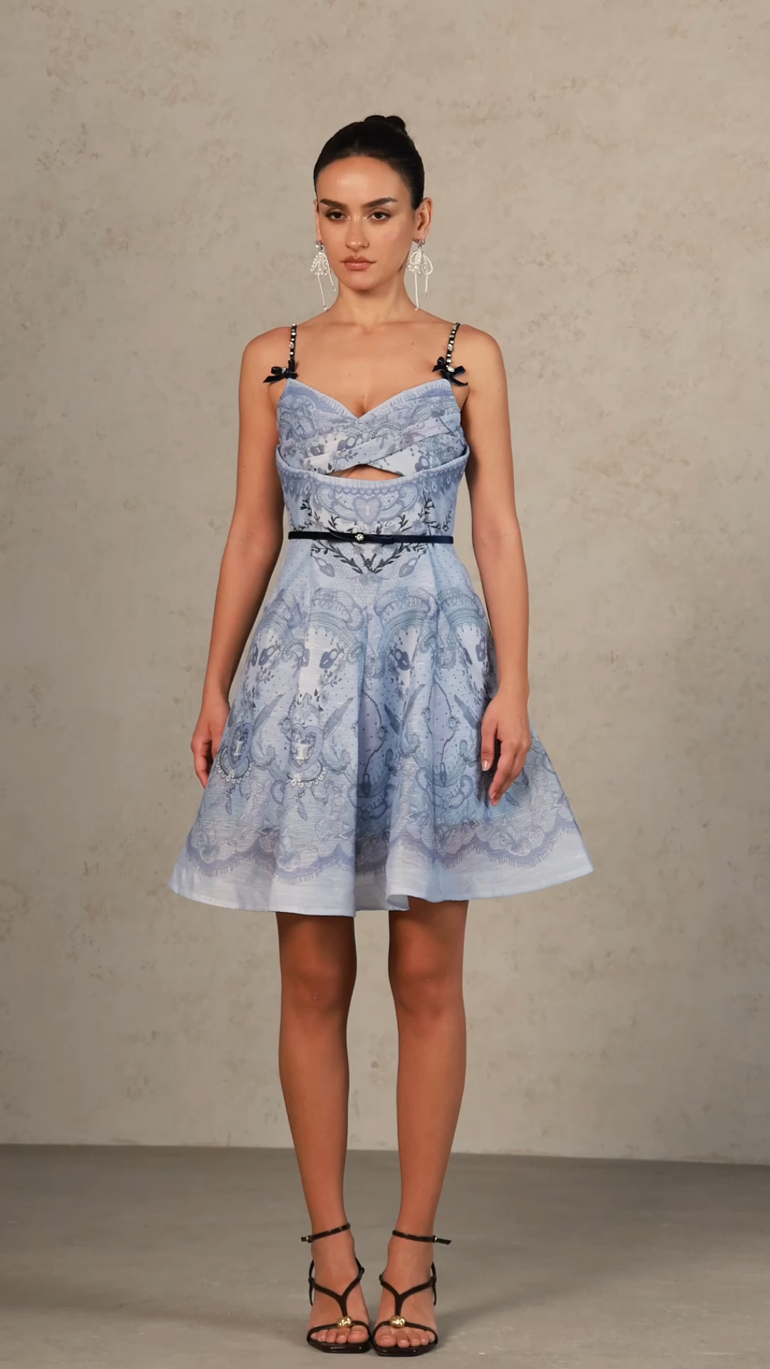 Sequoya Halter Floral Printed Bowknot Mini Dress