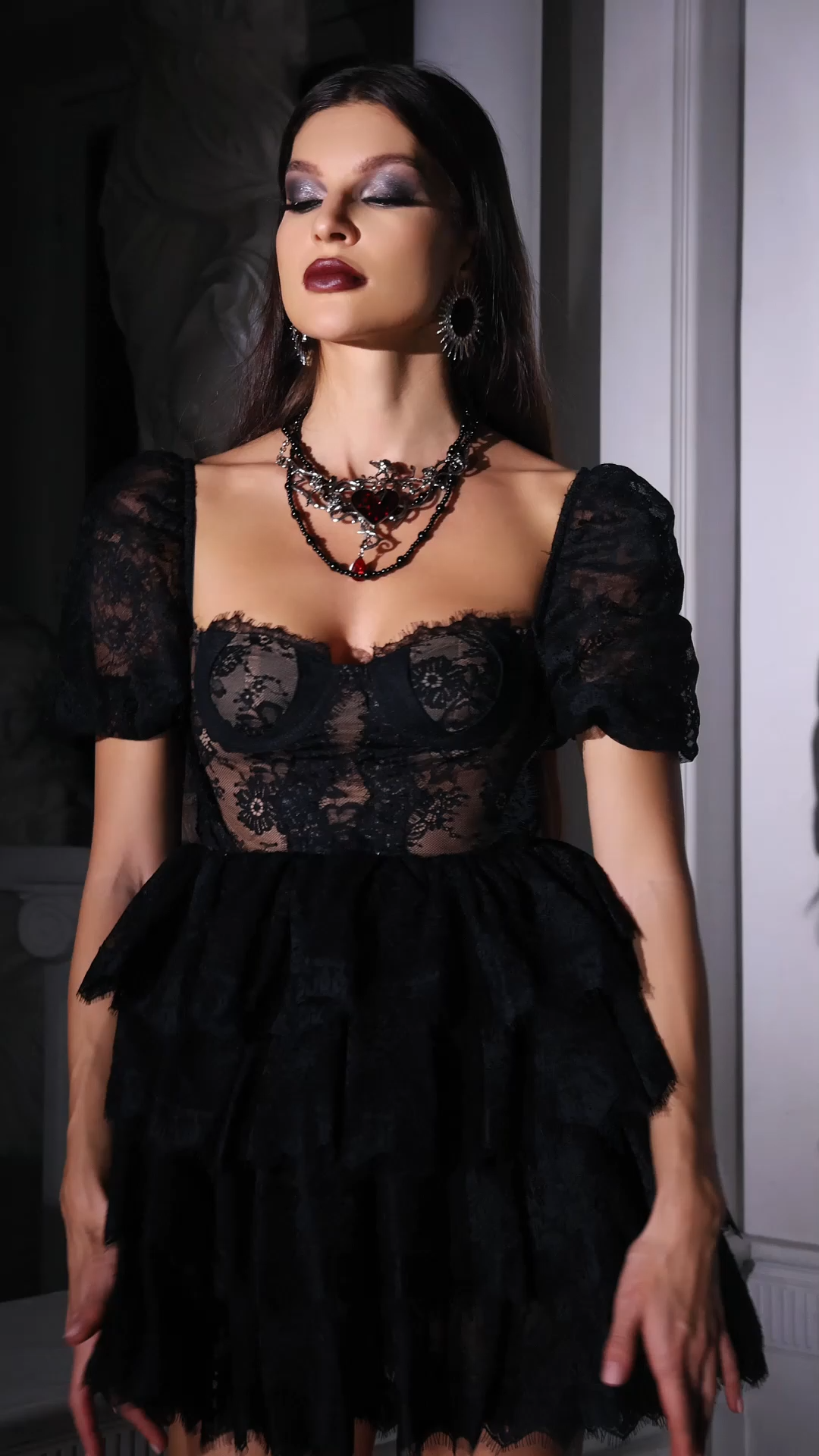 Sierra Lace Ruffled Mini Dress